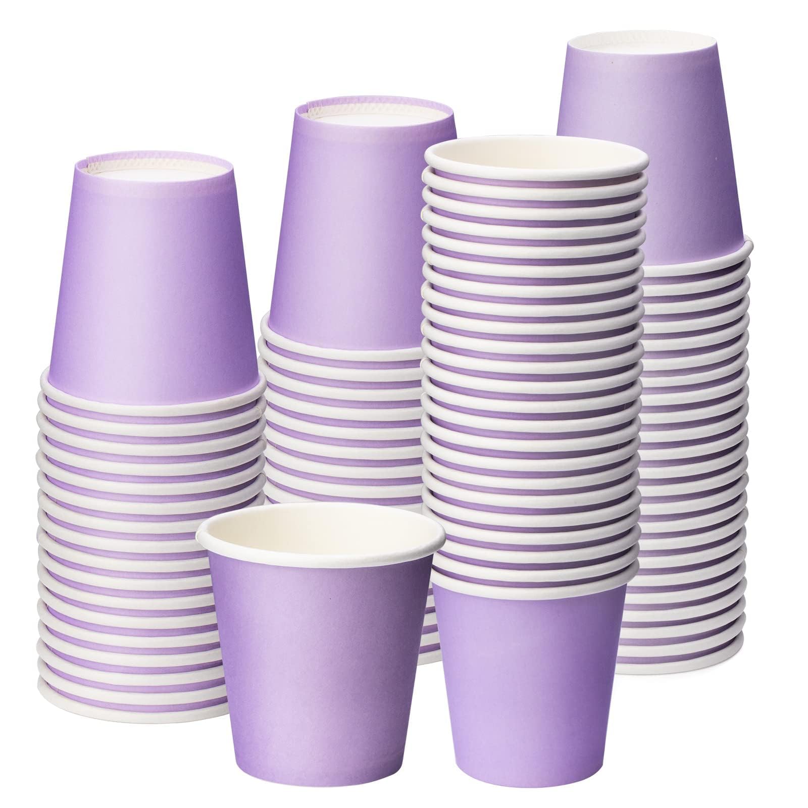 Huaiid 3 Oz 100 Packs Small Disposable Bathroom Mouthwash Cups Bathroom Paper Cups Espresso Paper Cups Pink Paper Hot Cups for Snack Bathroom Espresso Perfect for Home Condos Rvs Campers(Purple)