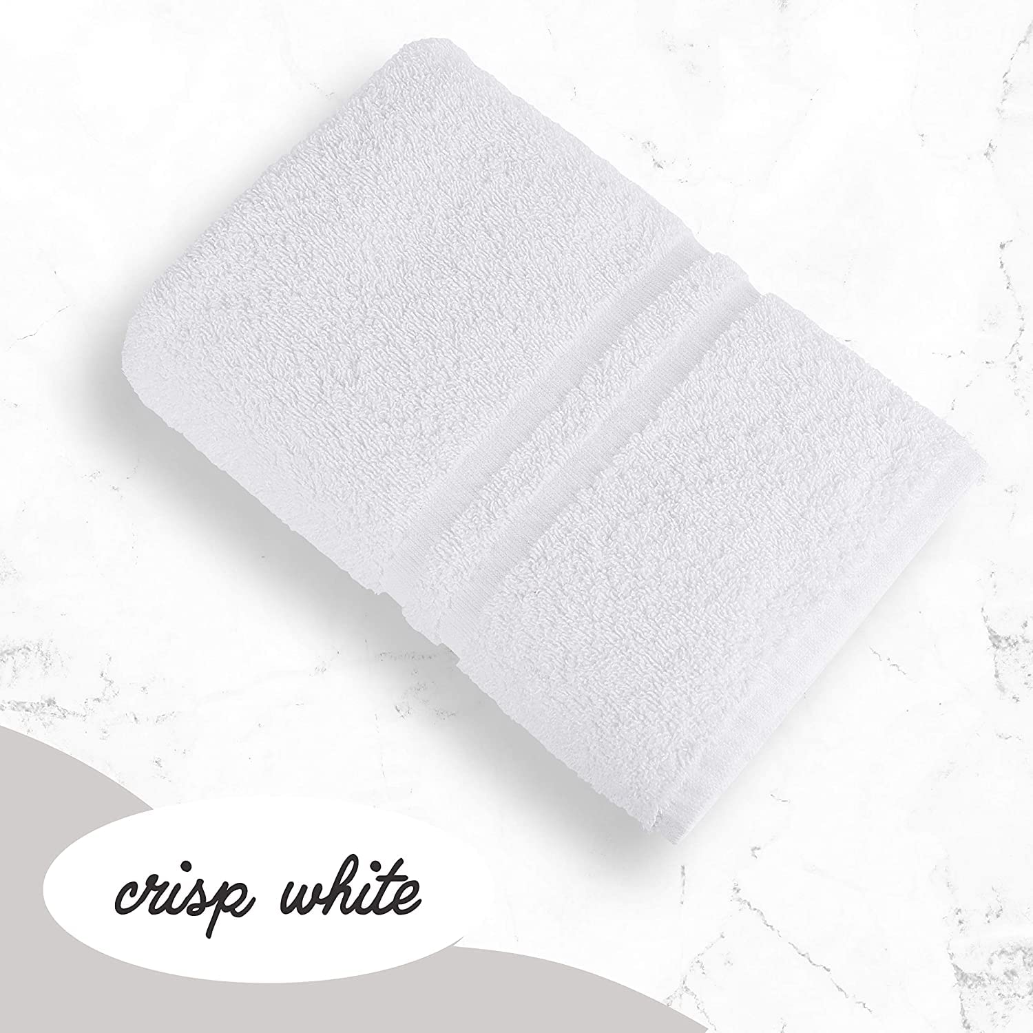 Green Lifestyle Luxury Bath Towel - White Large Bath Towels Pack For Spa, Gym, Bathroom, Hotel - 86% Cotton 14% Polyester -Super