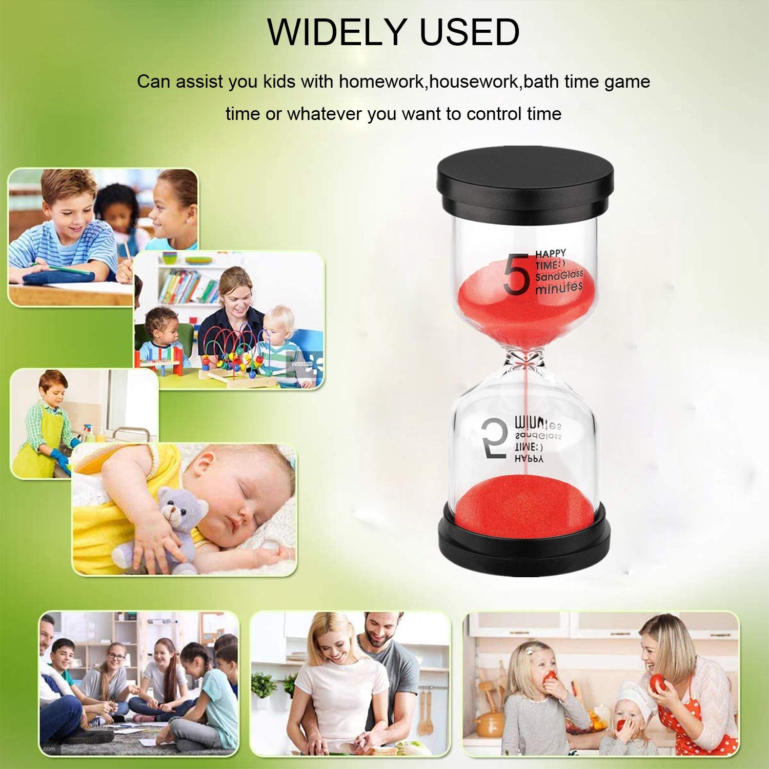 Suliao Hourglass 5 Minute Sand Timer: Red Sand Clock, Plastic Sand Watch Five Min, Small Reloj De Arena 5 Minutos, Colorful Hour