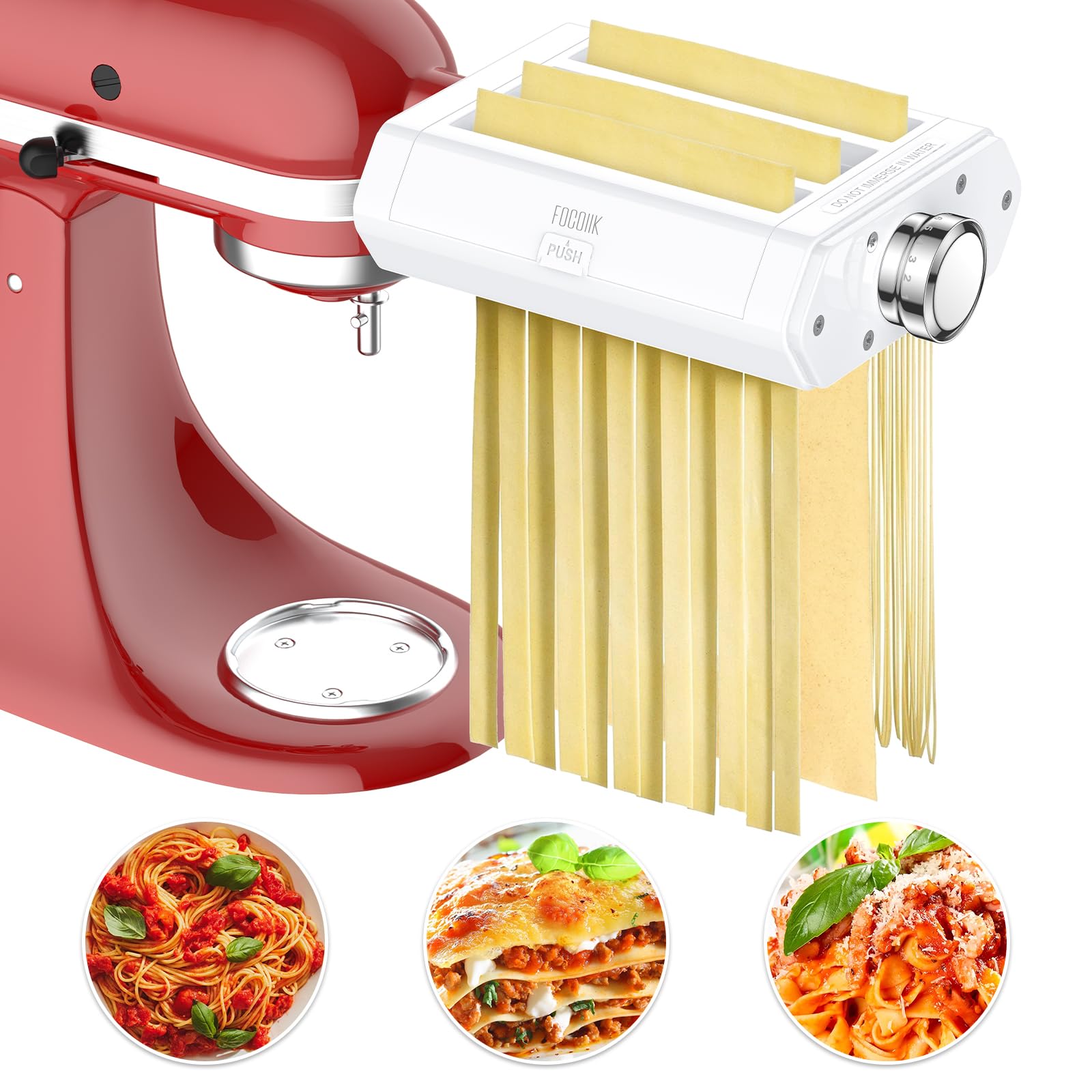 Pasta Attachment For Kitchenaid Stand Mixer, 3 In 1 Set For Kitchenaid Pasta Attachment,Included Pasta Sheet Roller, Fettuccine