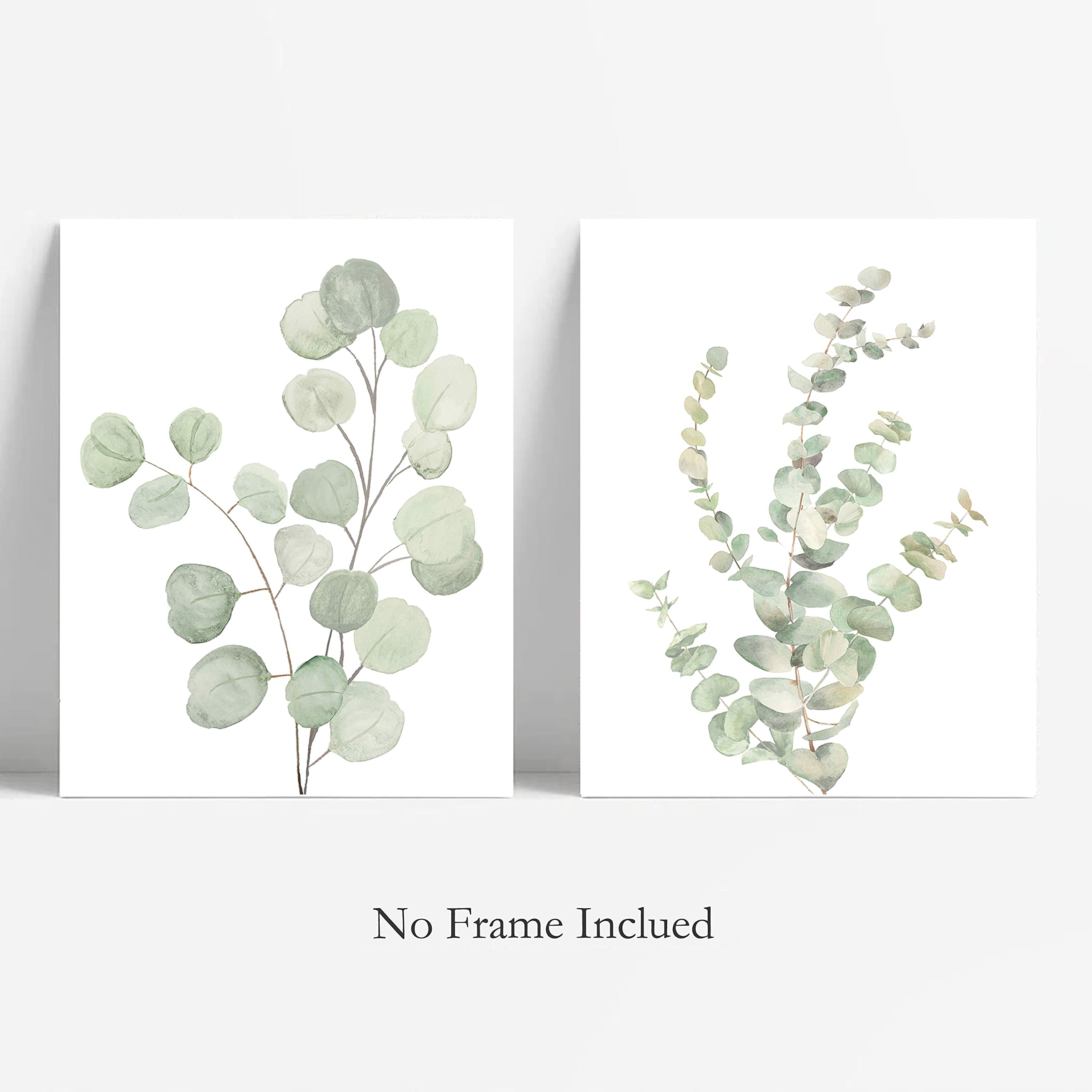 Howwii Botanical Boho Wall Art Prints, Set of 4 Eucalyptus Decor, Unframed 8"x10", Green Watercolor for Bedroom/Office