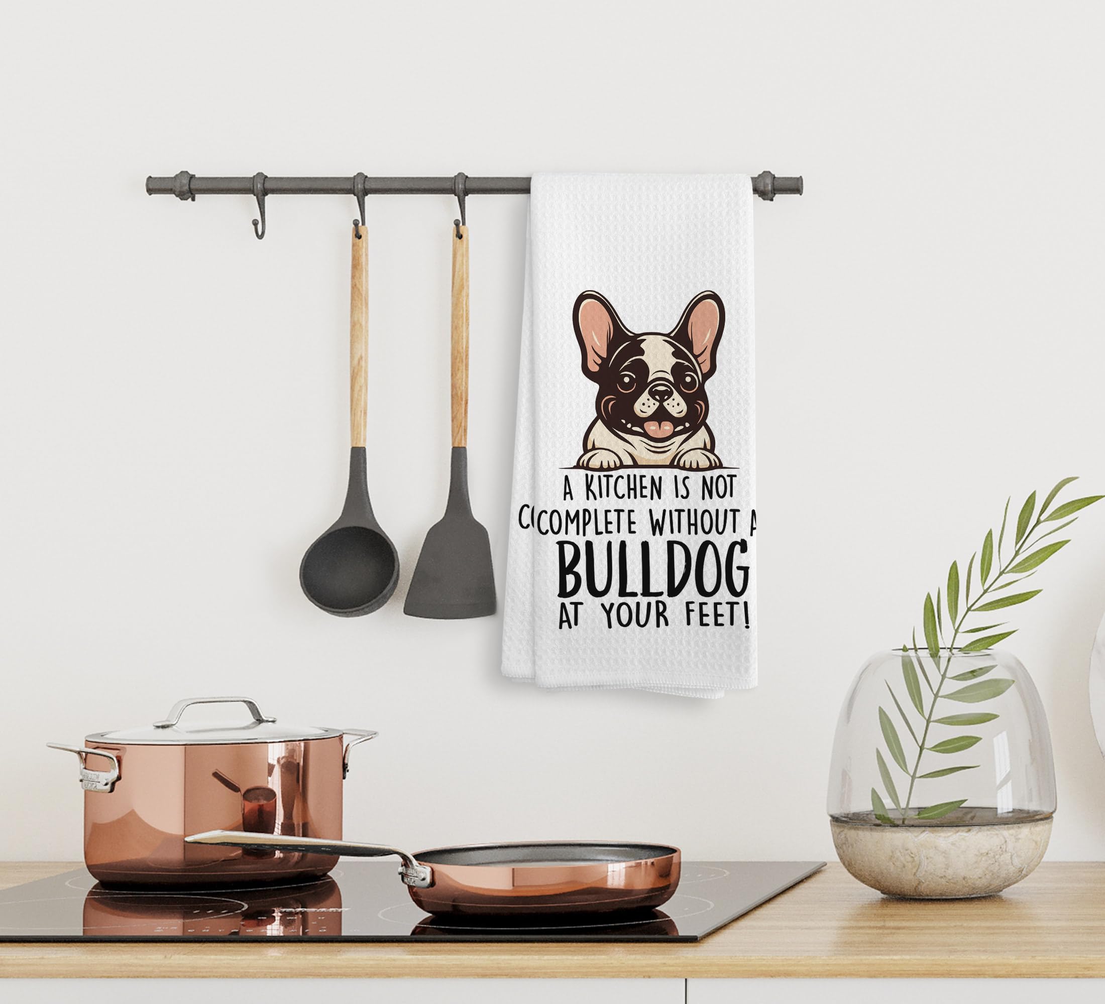 NOQL Bulldog Kitchen Towels and Dishcloths - Gifts for Women Men, Dog Decor Drying Cloth Hand Towels Tea Towels for Bathroom Kit