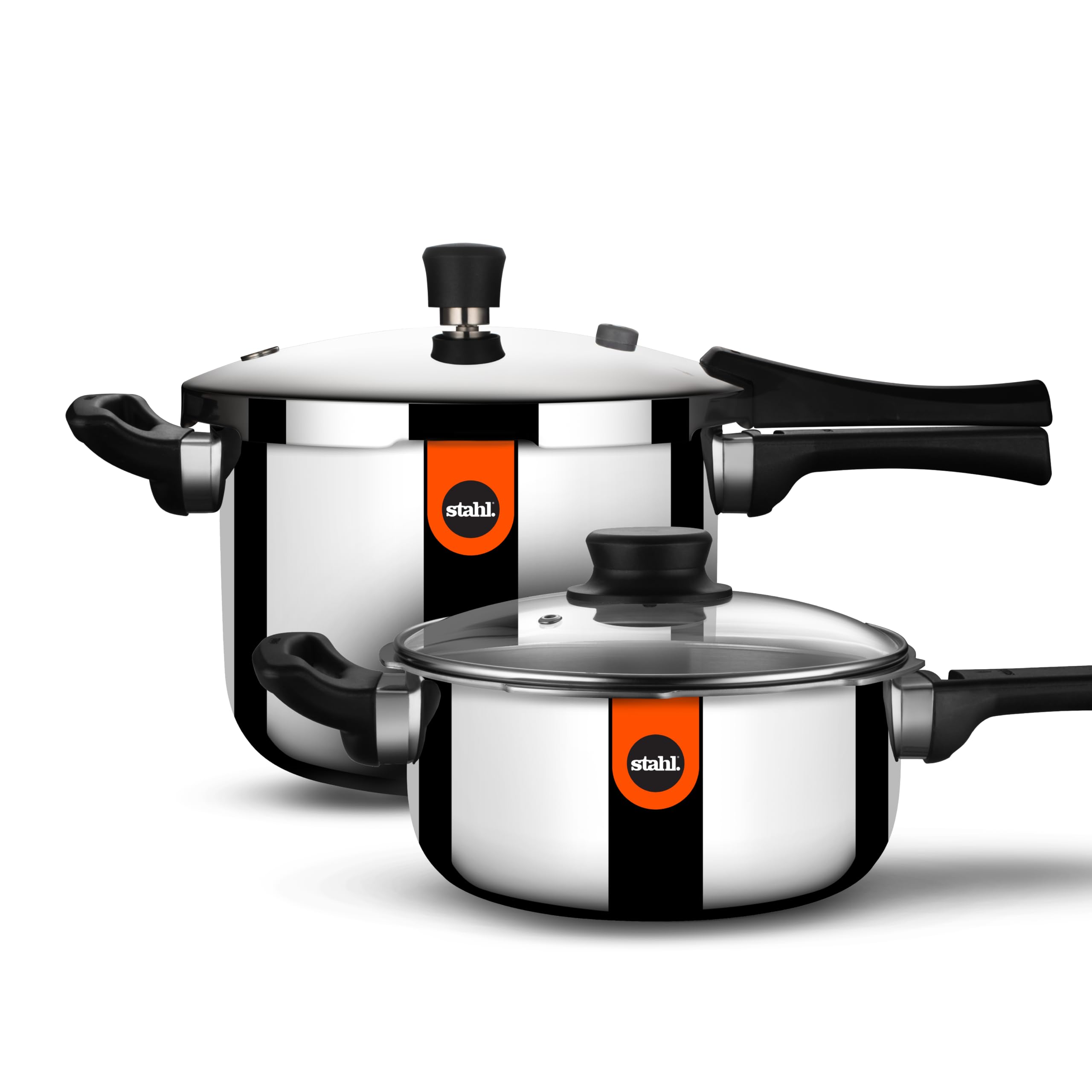 Stahl Xpress Triply 2.5 Liters Broad & 3 Liters Tall Pressure Cooker Combo | Stainless Steel Outer Lid Induction And Gas Stove C