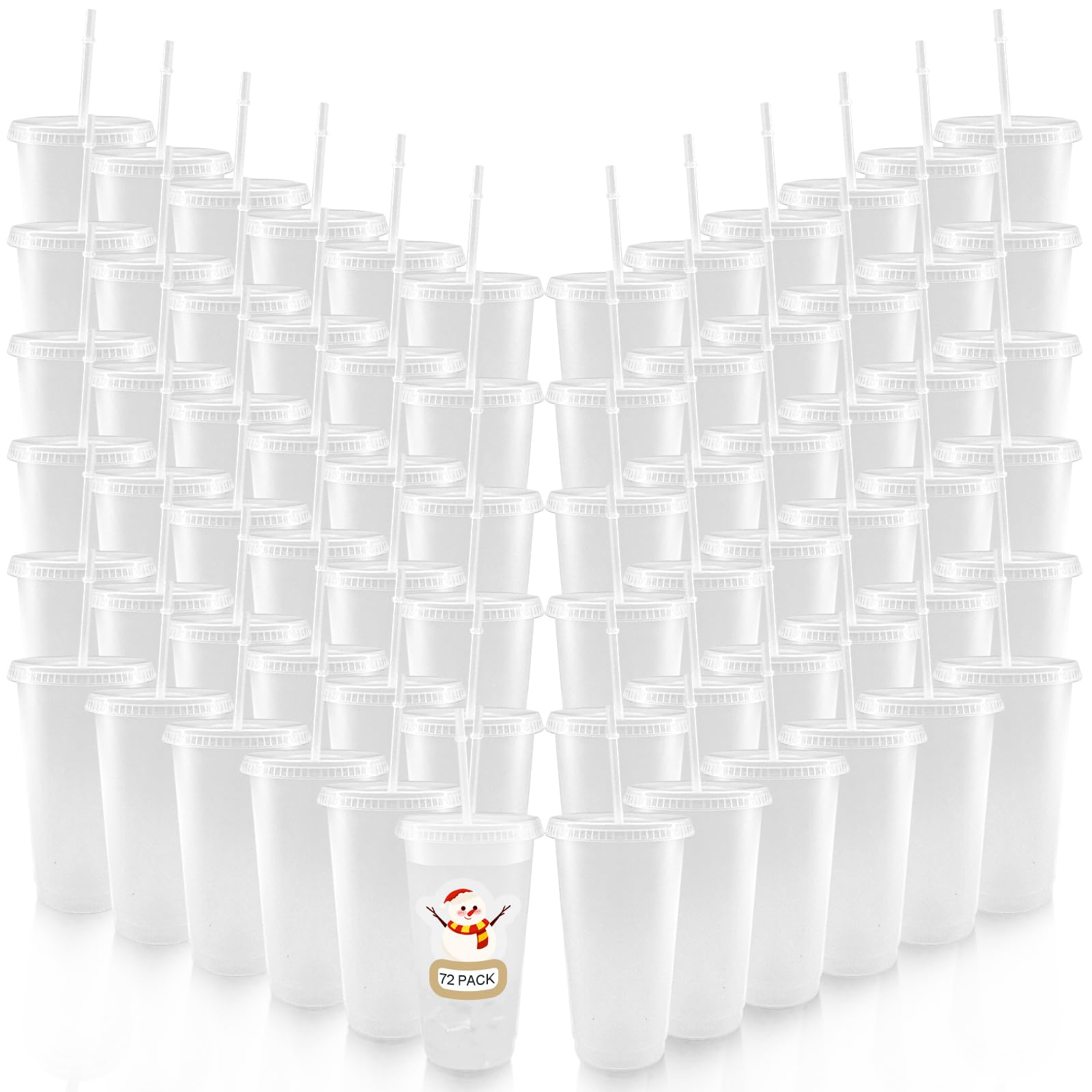 YOUKE OLA 72 Pack Plastic Tumblers with Straw and Lid Reusable Plastic Cups Drinking Straw Tumbler Bulk Customizable Iced Coffee