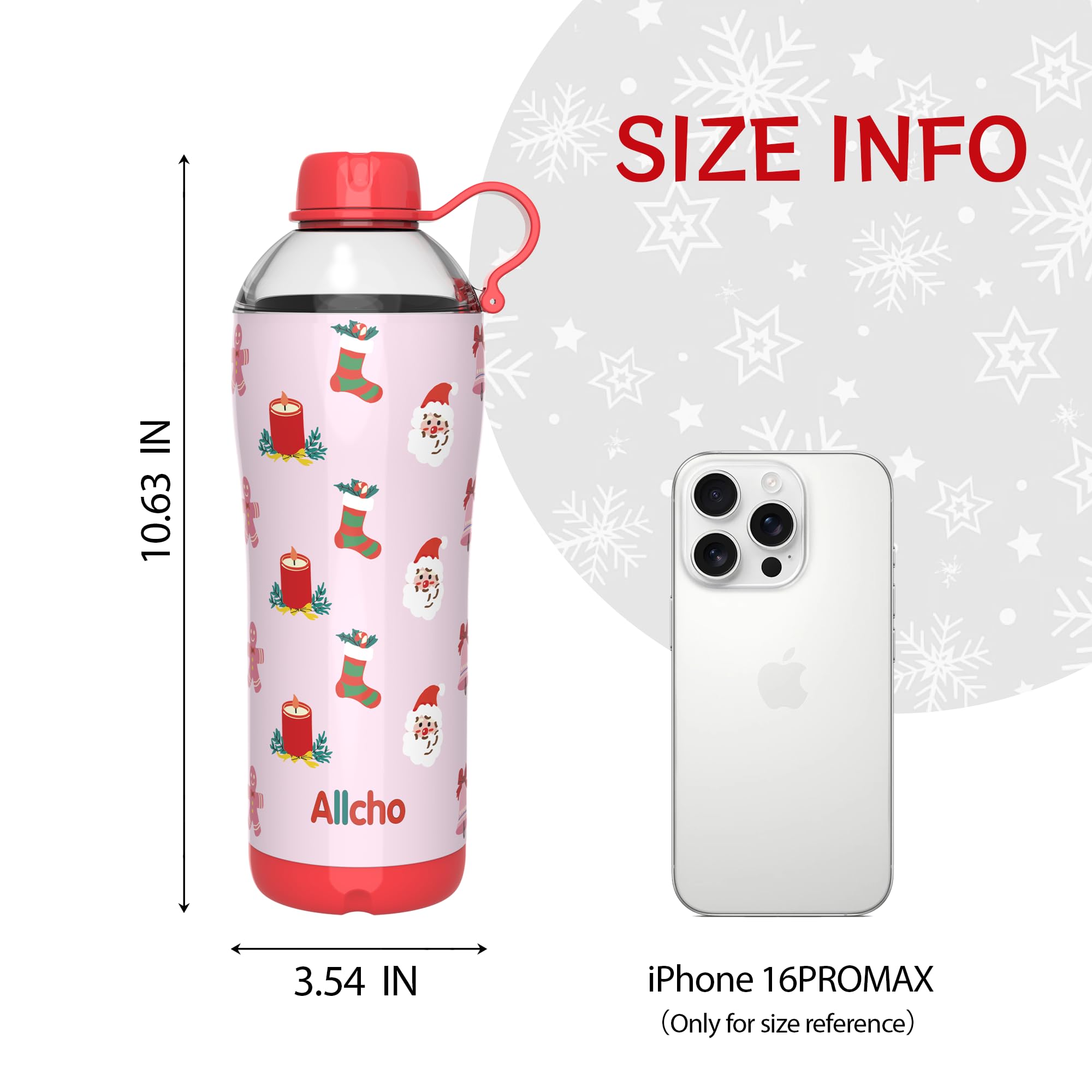 Allcho Christmas Gifts for Women Mom Daughters, Christmas Travel Coffee Tumbler for Friends Girls, Insulated Water Bottle, 24 oz