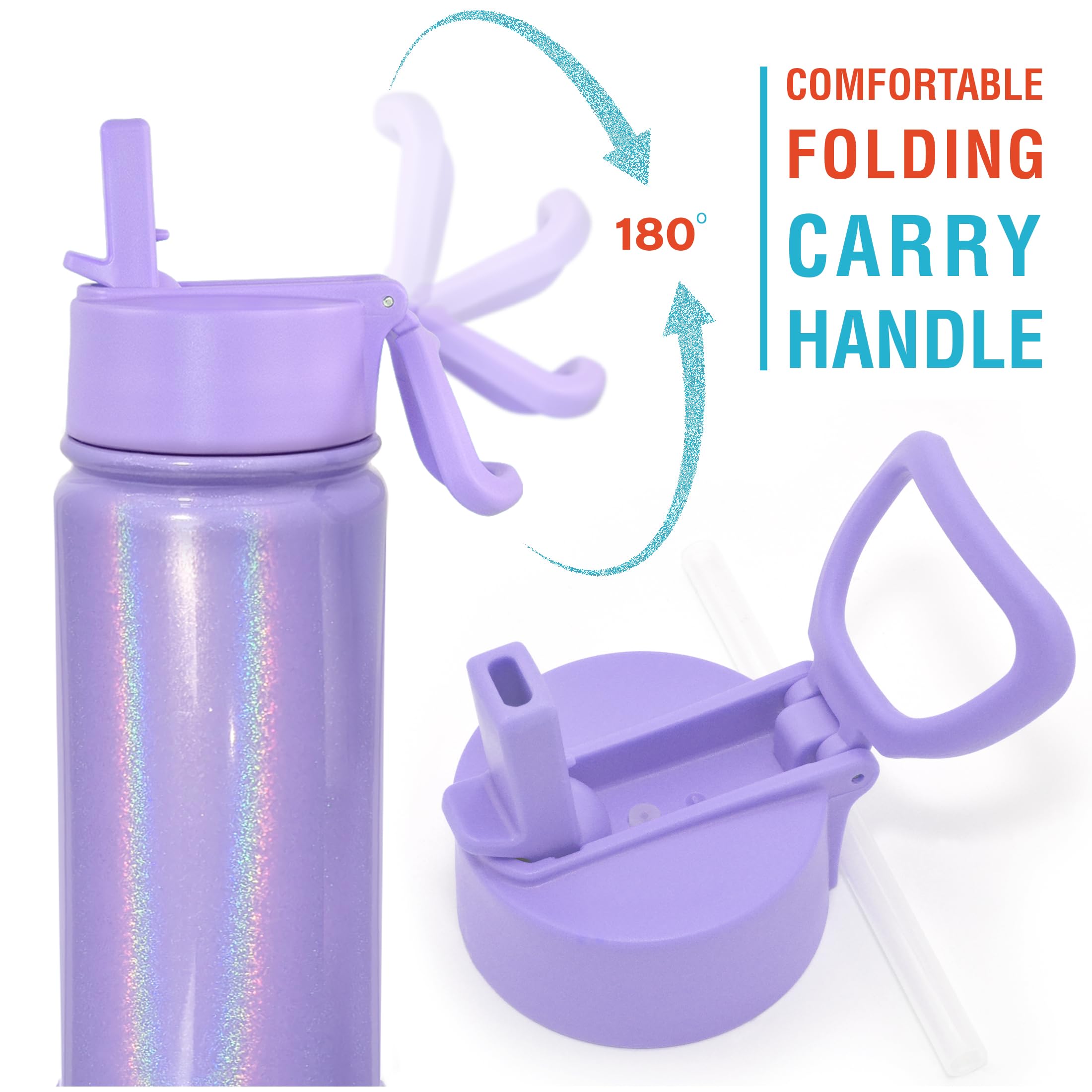 Chillout Life 17 Oz Kids Insulated Water Bottle With Straw Lid Leakproof And Cute Waterproof Stickers, Personalized Stainless St