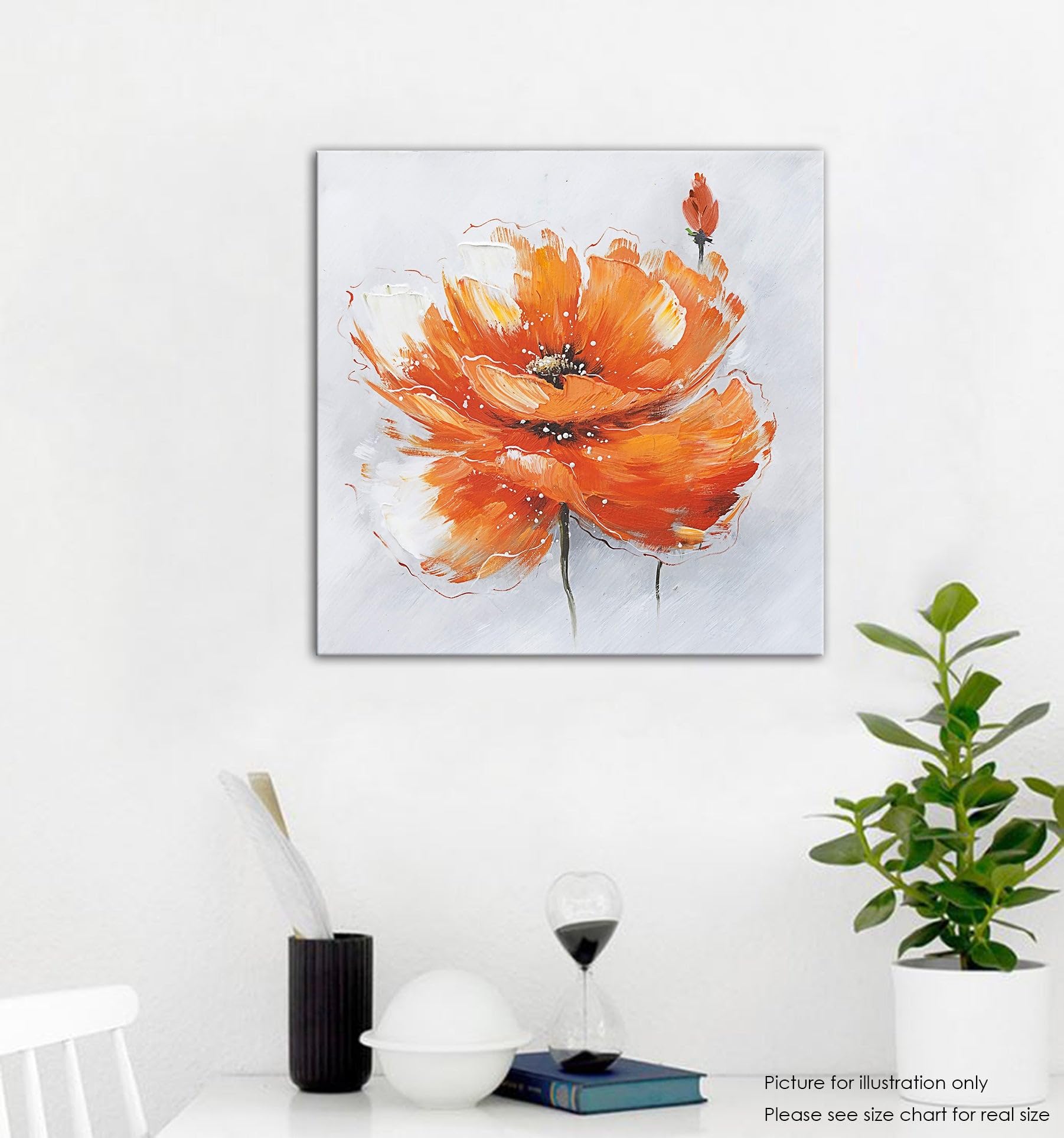 Niwo Art - Orange Poppies, Flower Canvas Wall Art Home Decor,Framed Ready To Hang