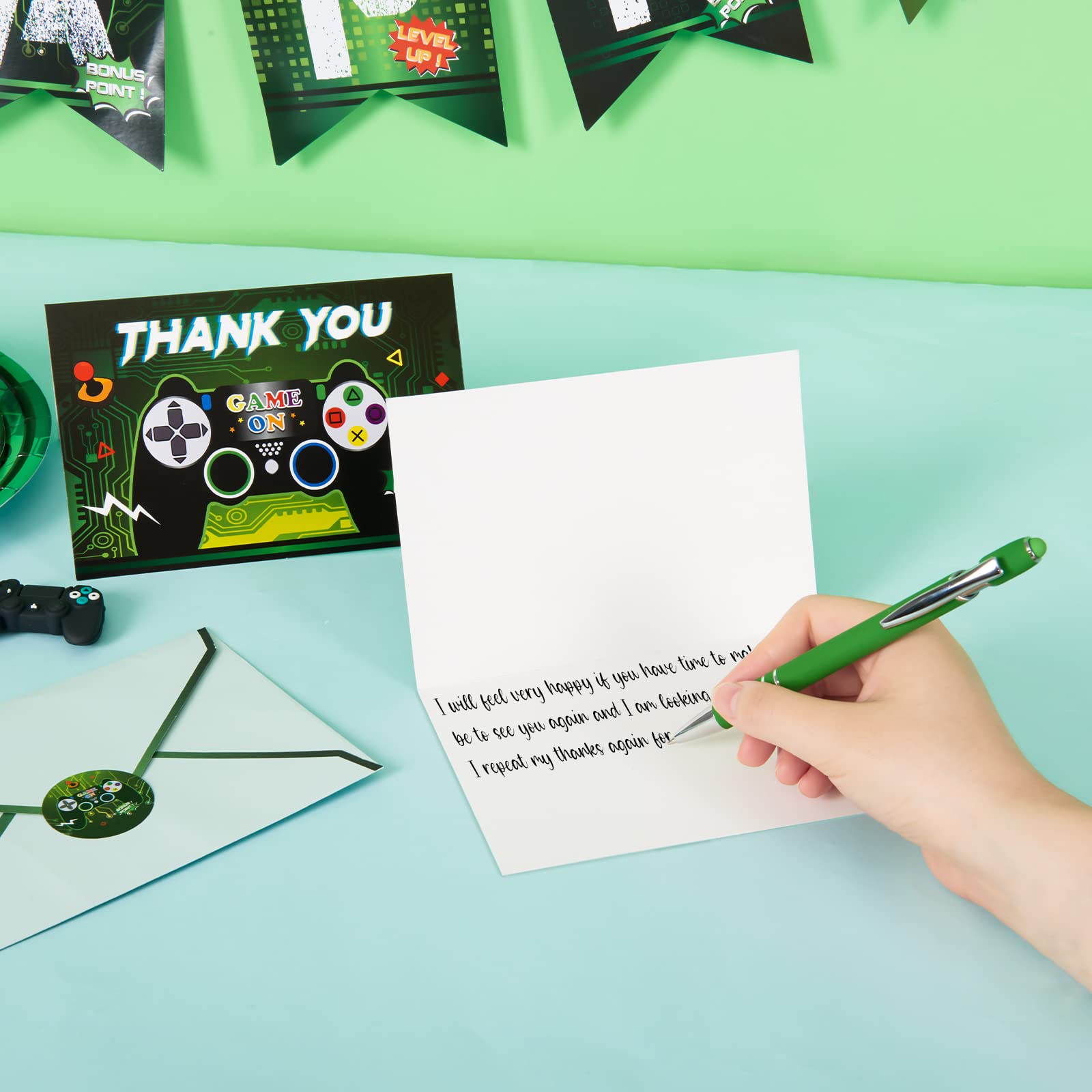 Wernnsai 24 Pcs Thank You Cards Assortment Greeting Cards With Envelopes Stickers Video Game Thank You Cards Fill In Blank Note