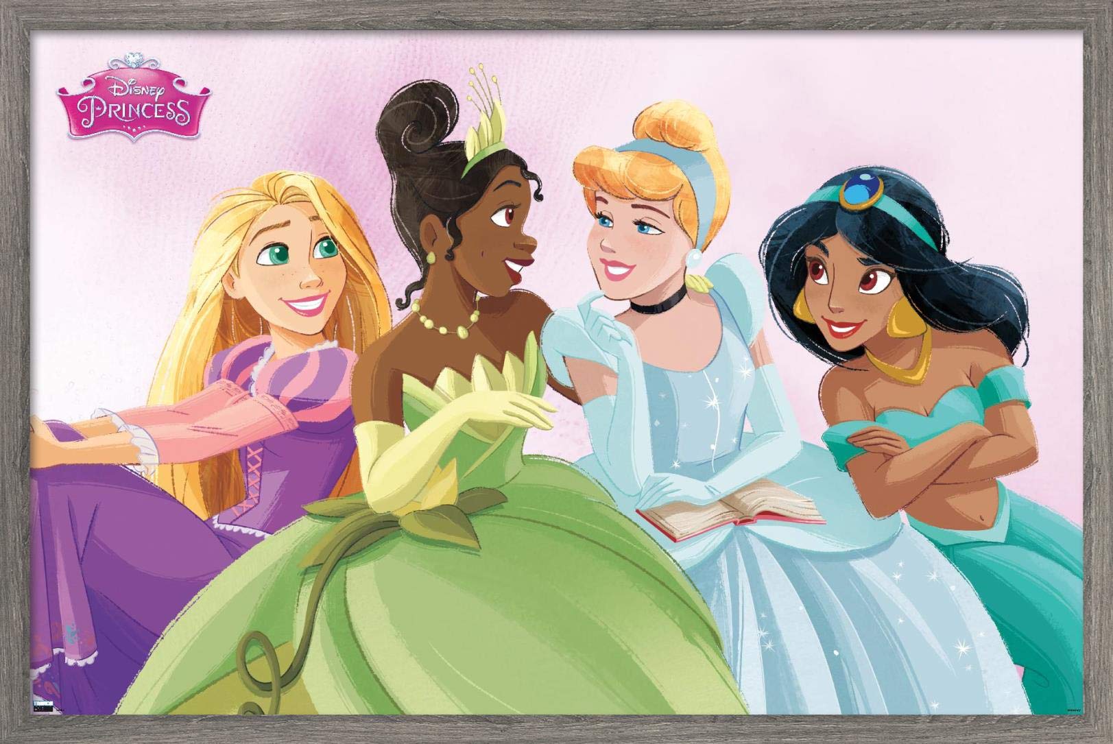 Trends International Disney Ultimate Princess Celebration-Group Wall Poster, 22.375'' X 34'', Barnwood Framed Version