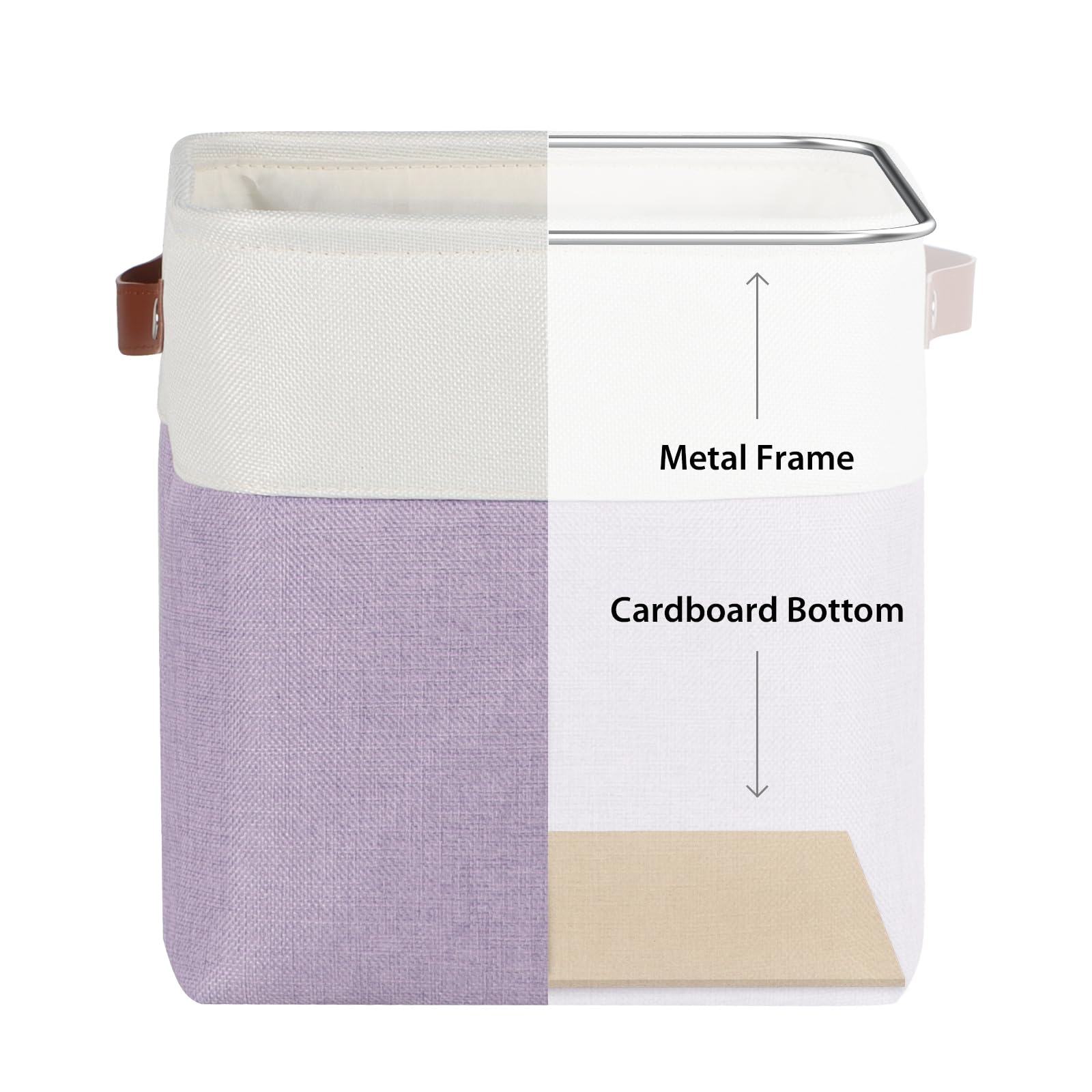Kntiwiwo Cube Storage Bins 10.5    X 10.5'' X 11    Cloth Baskets For Storage With Handles For Shelf (Purple And White)