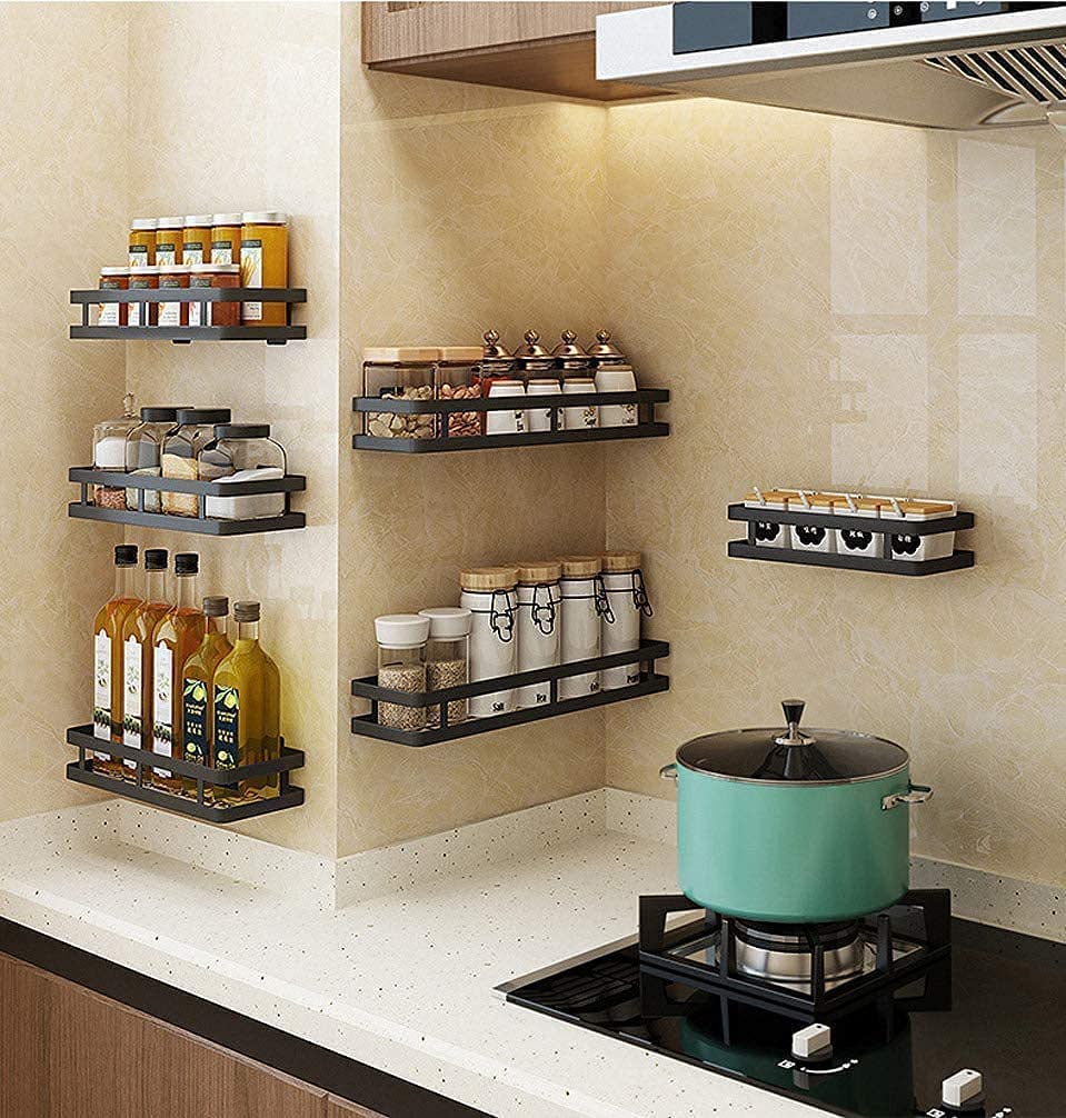 Craft Expertise Metal Spice Rack Organiser Wall Mounted, Hanging Seasoning Spice Rack Shelf Holder, Storage For Kitchen Cabinet
