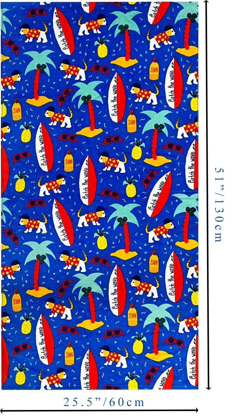 YIFONTIN Beach Towel for Kids  Velour Terry Blanket Throw 100% Cotton 25.5X51 inches for Swim Bath Camping  Surfboard Puppy Dogs.