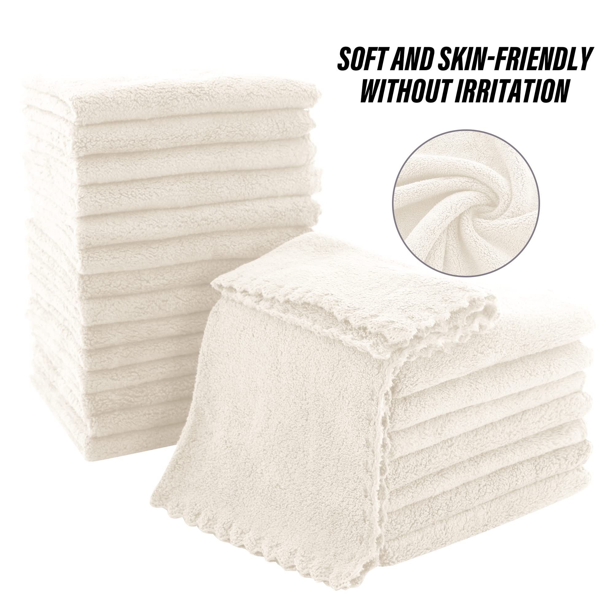 Moonqueen Ultra Soft Premium Washcloths Set - 12 X 12 Inches - 72 Pack - Quick Drying - Highly Absorbent Coral Velvet Bathroom W