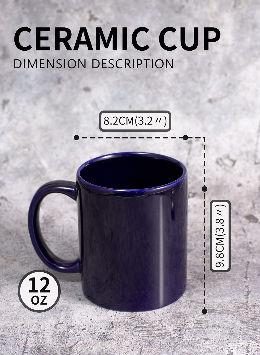 Bycnzb 12Oz Coffee Mug Set Of 6 Coffee Mugs For Coffee, Tea, Cocoa, Milk(Cobalto)