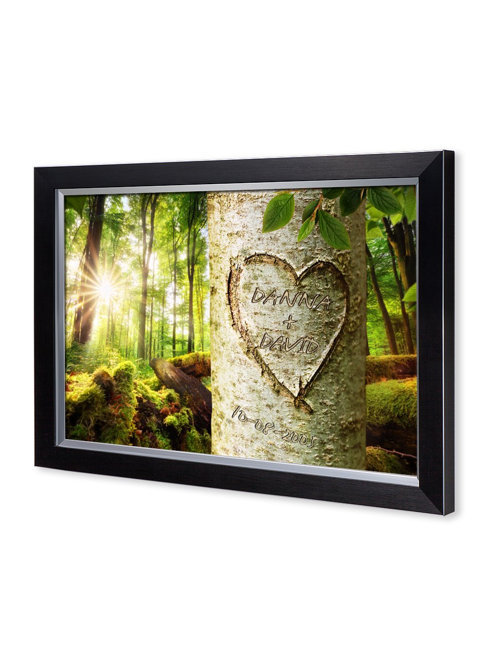 Ipic - Love Evergreen, Personalized Artwork With Names And Date On, Customized Gift For Anniversary,Wedding,Birthday And Holiday