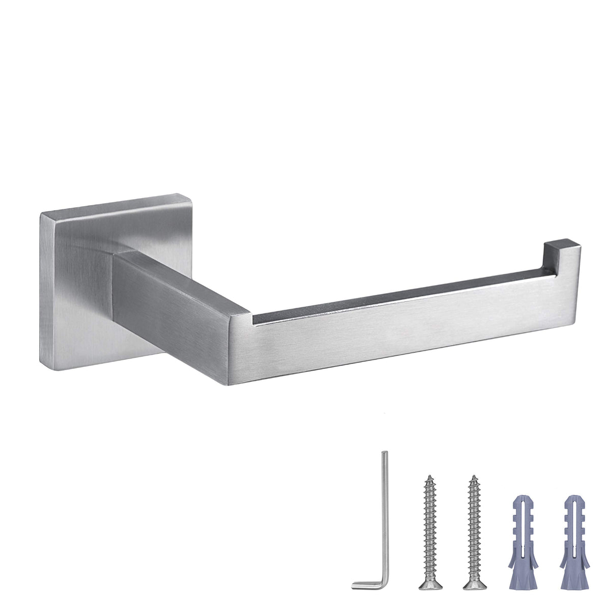 Nolimas Brushed Nickel Toilet Paper Holder Sus304 Stainless Steel Silver Half Open Square Wall Mount Rustfree Bathroom Tp Holder