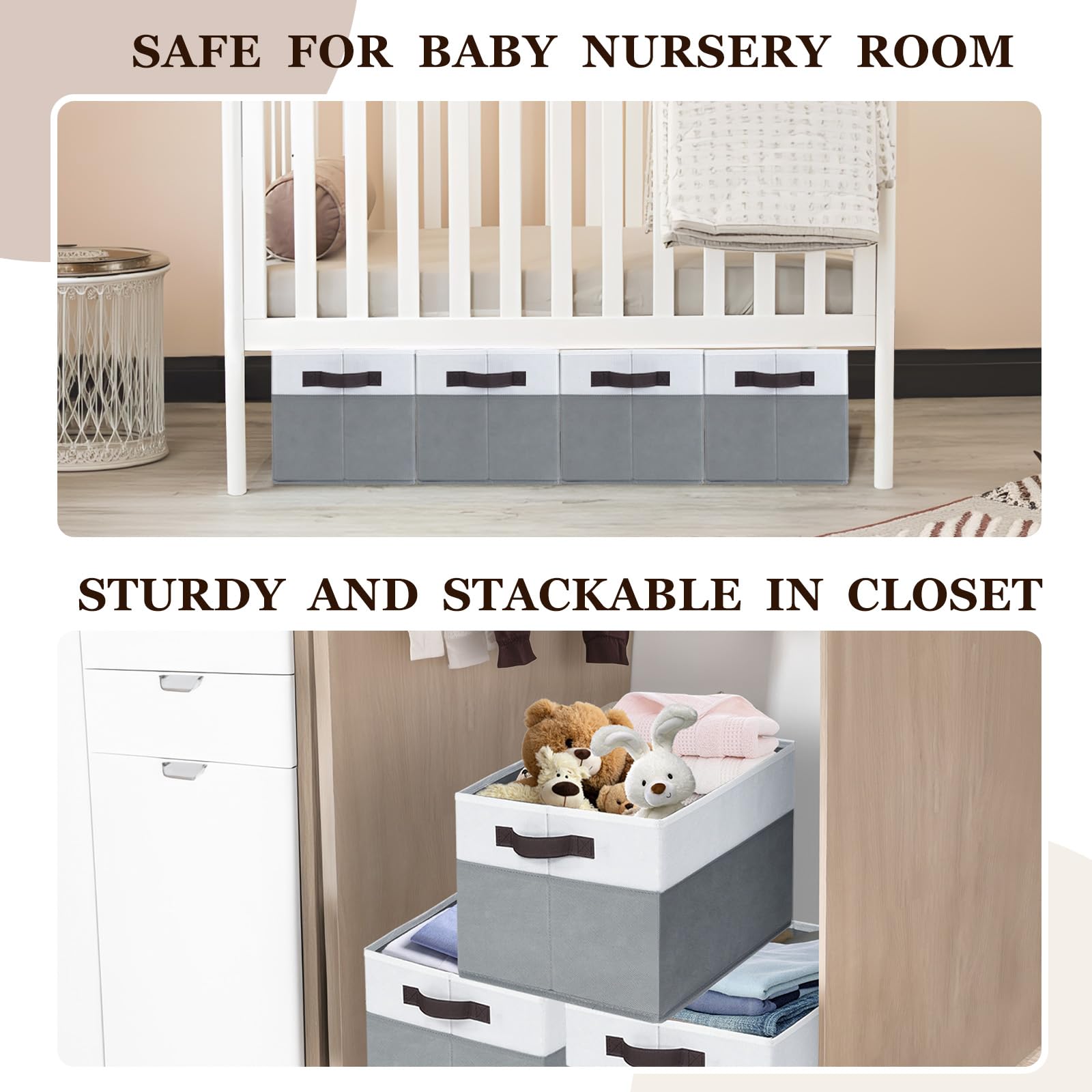 Criusia Large Storage Baskets 8 Pack Versatile Fabric Storage Bins For Closet Cabinet Wardrobe Nursery Pantry | Nursery Organize