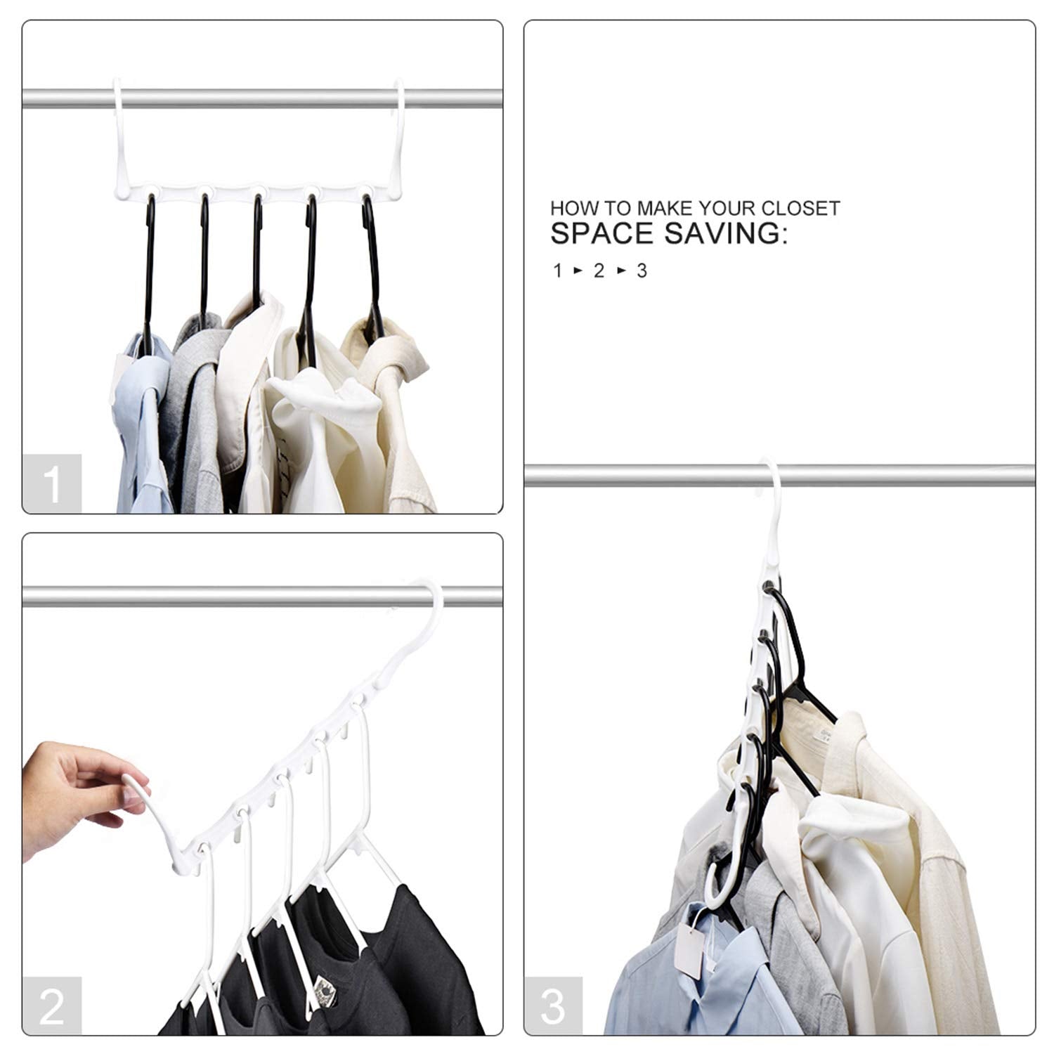 House Day Closet Organizers And Storage, Space Saving Hangers White, Closet Organizer Space Saver 80%, Sturdy Plastic Magic Hang