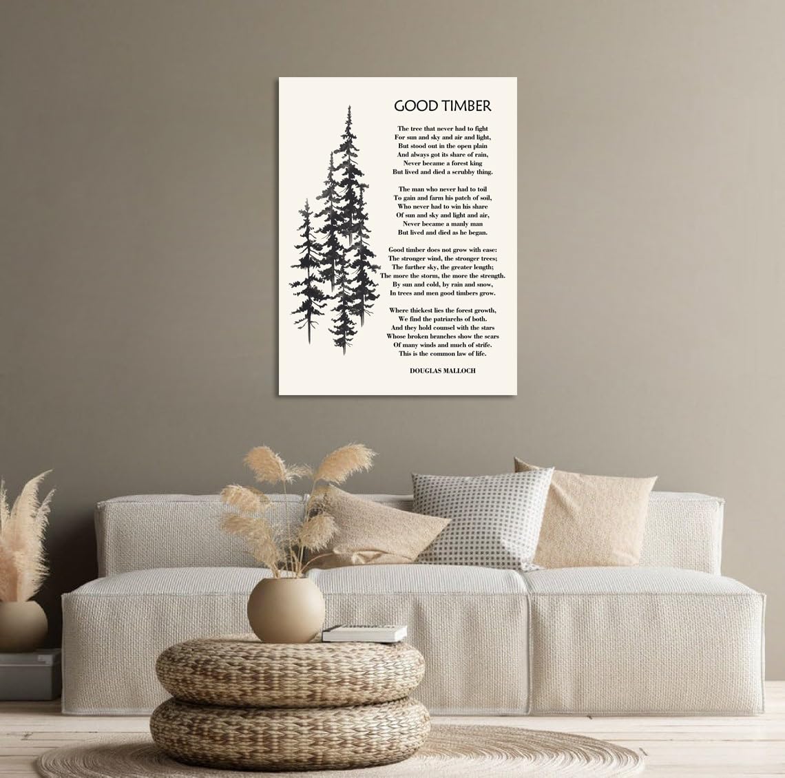 Mokihidream Good Timber Wall Art  Good Timber Canvas Print Wall Decor  Douglas Malloch Quote Inspirational Wall Art  Famous Poem