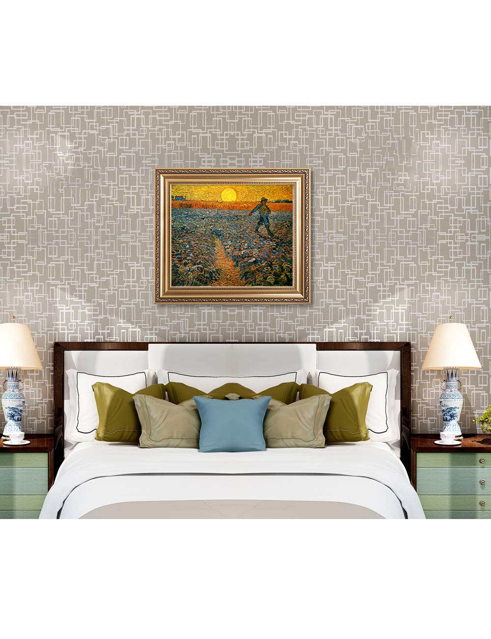 Decorarts - The Sower - Vincent Van Gogh. Giclee Print On Canvas With Matching Golden-Relief Framed Wall Art. Picture Size: 24X2