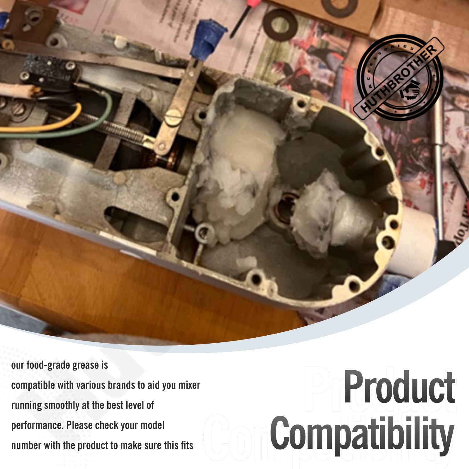 4162324 Kitchen Mixer Transmission Case Gasket  for KitchenAid Mixers K45  K5  KSM90  KSM150  With 1.8 Oz 2 x Food Grade Grease - NSF-H1 Accredited.