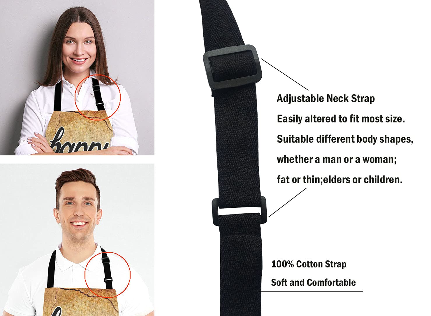 Lefolen Happy Camper Apron For Women And Men, Adjustable Kitchen Chef Apron For Cooking Baking - Cute Birthday, Anniversary, Mot