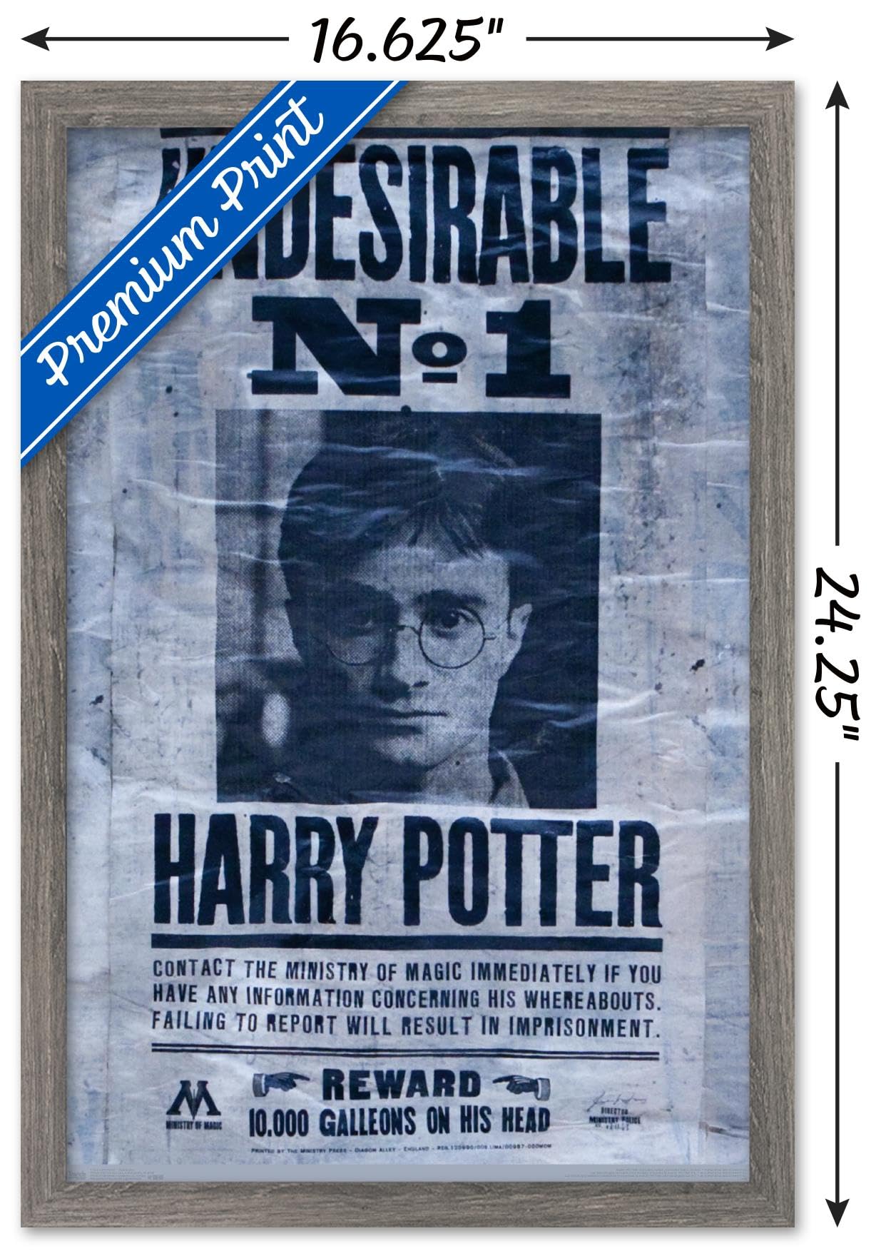 Trends International The Wizarding World: Harry Potter - Undesirable Wall Poster, 14.725'' X 22.375'', Barnwood Framed Version