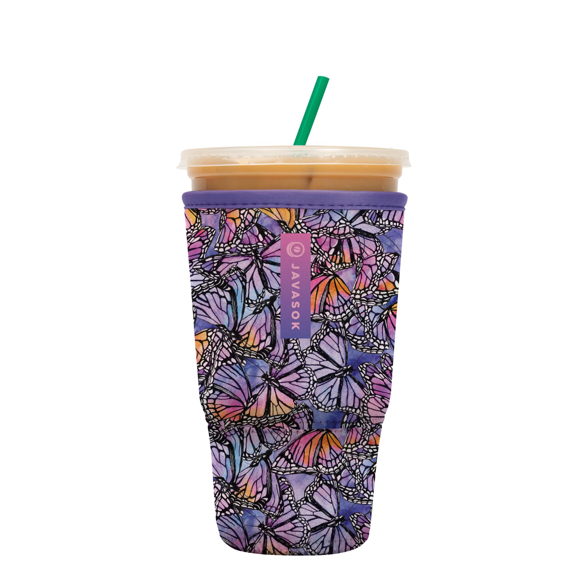 Sok It JavaSok Iced Coffee & Cold Soda Insulated Neoprene Cup Sleeve (Butterfly Galaxy, XLarge: 38-42oz)