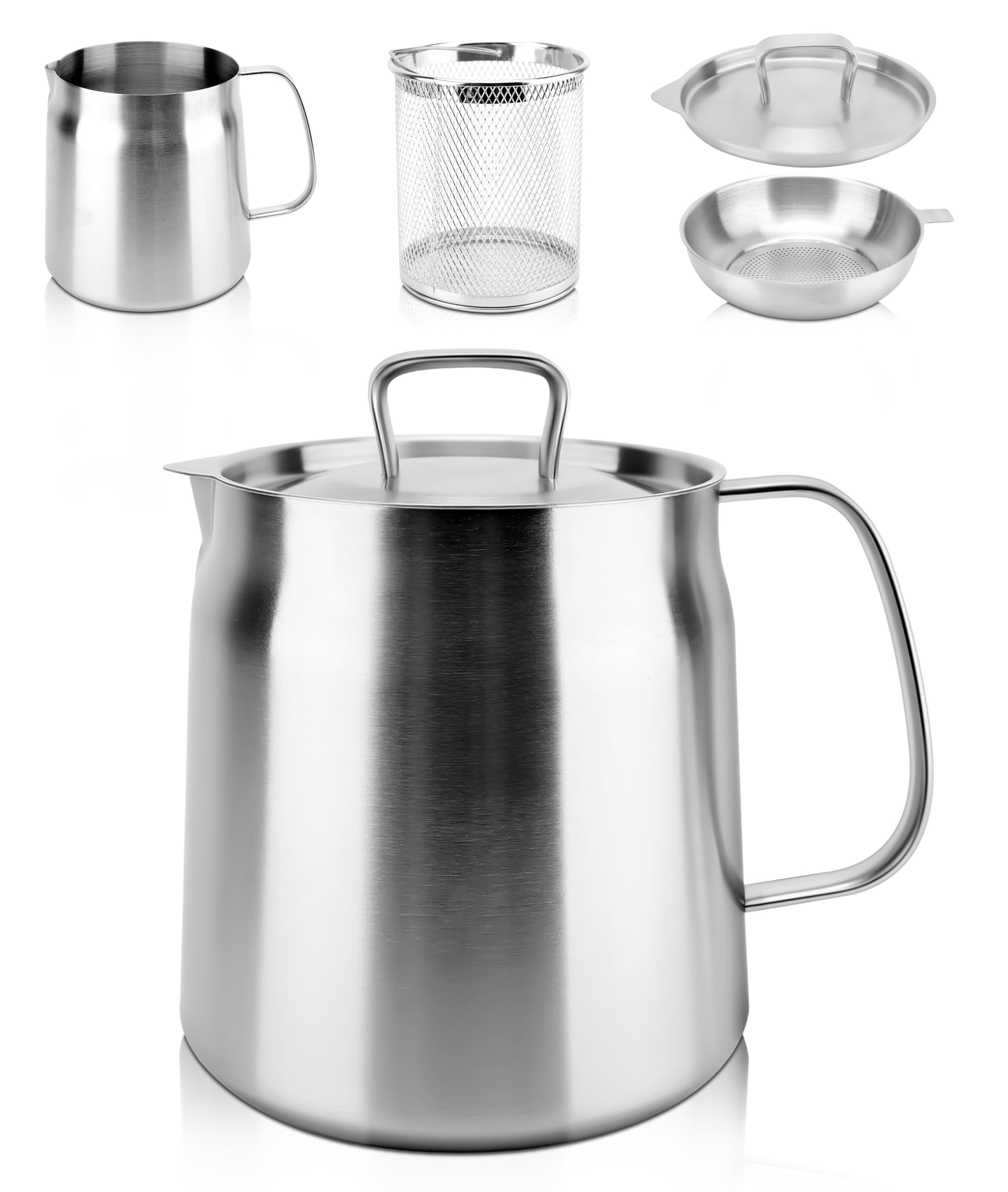 68Oz 304 Stainless Steel Oil Filter Pot, Large Capacity Oil Fryer And Filter Cup Combo, Multi Functional Oil Filter, Kitchen Str