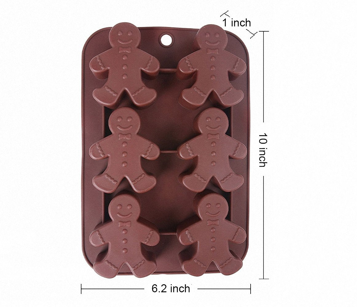 Gingerbread Man Silicone Mold - Moldfun Christmas Party Gingerbread Mold For Chocolates, Soaps, Cake Baking, Ice Cubes, Jello Sh