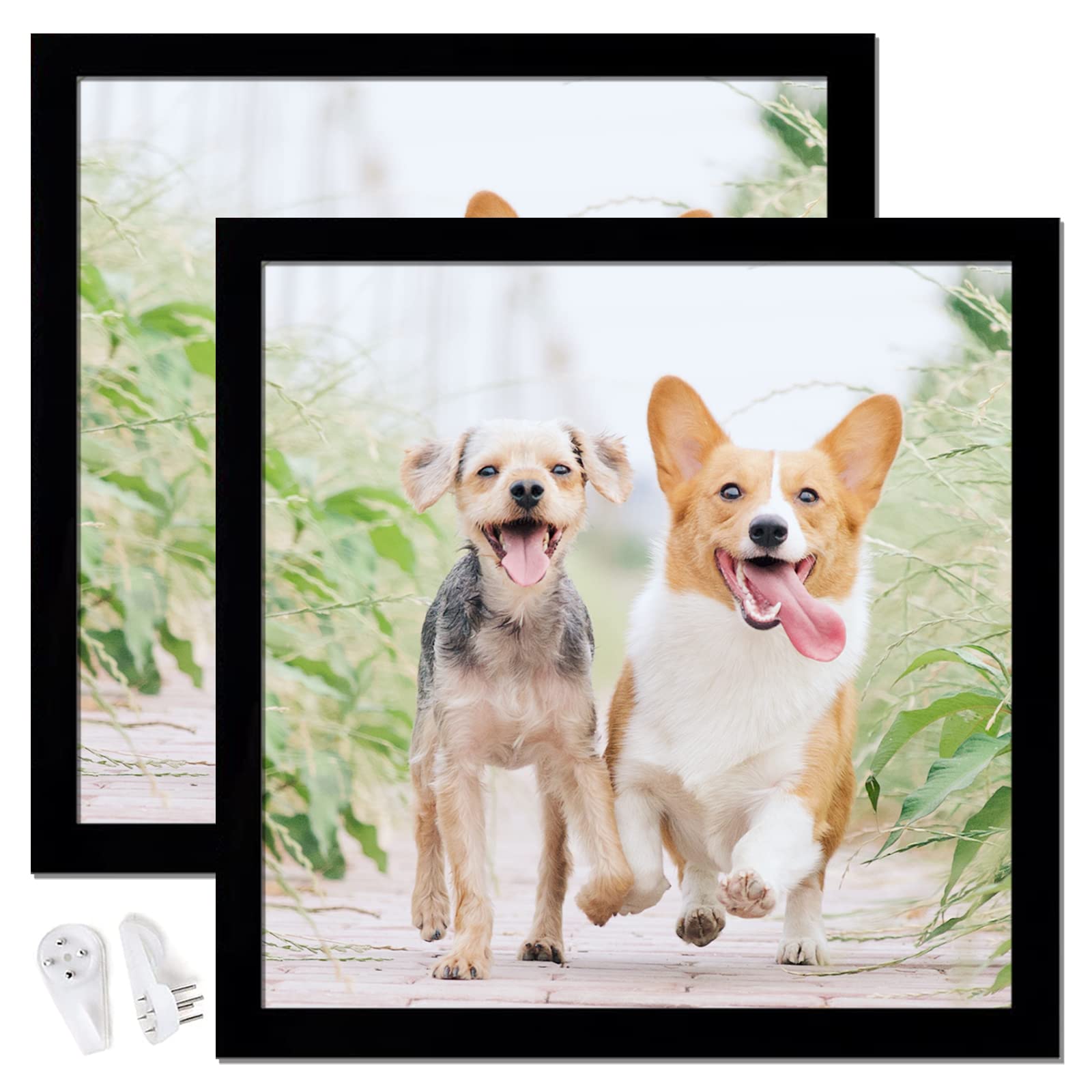 icariery Black 8x8 Picture Frame Set of 2, High Transparent Picture Frames for 8 x 8 Suqre Photo Canvas Collage Poster Certifica