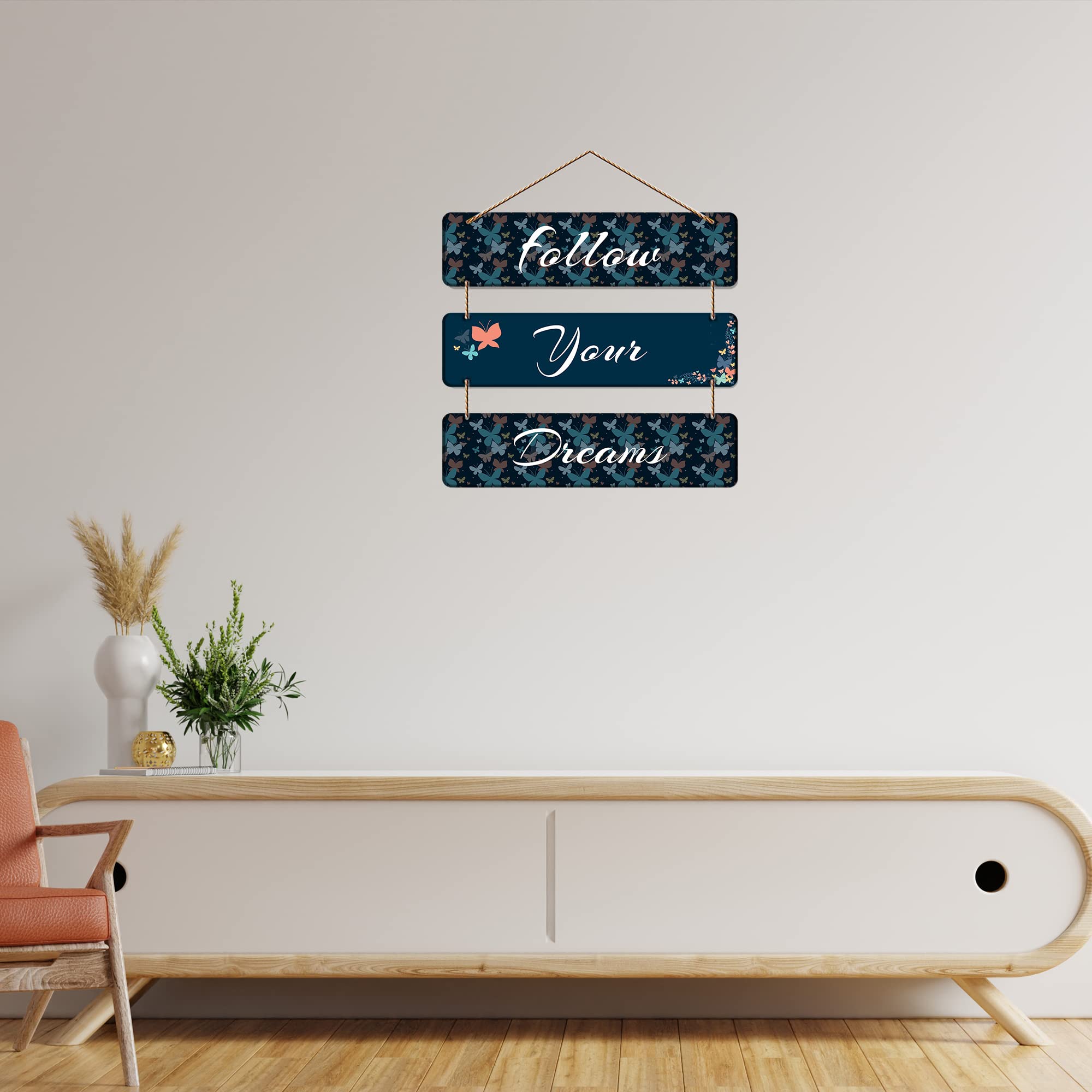 Artvibes Follow Your Dreams Wooden Wall Hanger For Home Decor, Office, Artworks Mordern Hangings (Wh_5308N)