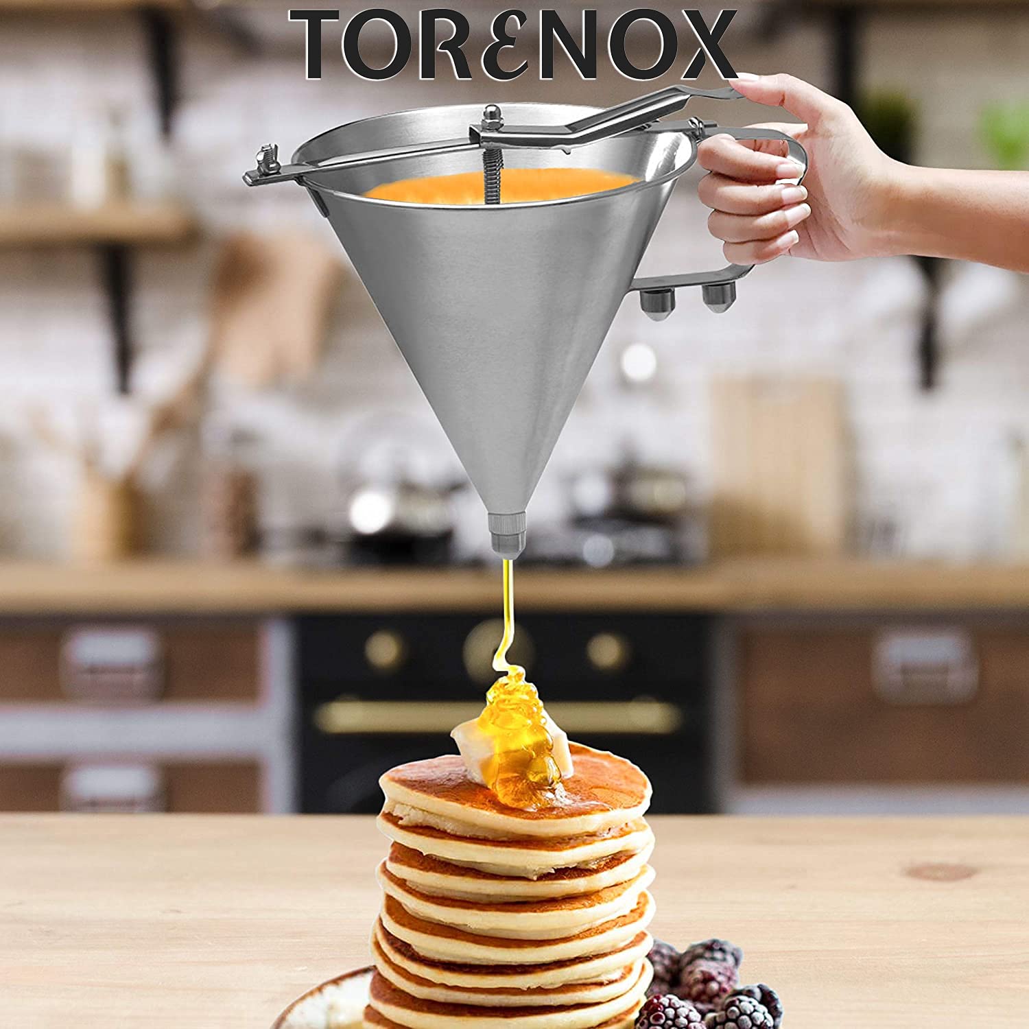 Torenox Confectionery Funnel Stainless Steel Funnel With Three Nozzles And Stand Professional Commercial Cake Decorating Tool Fu