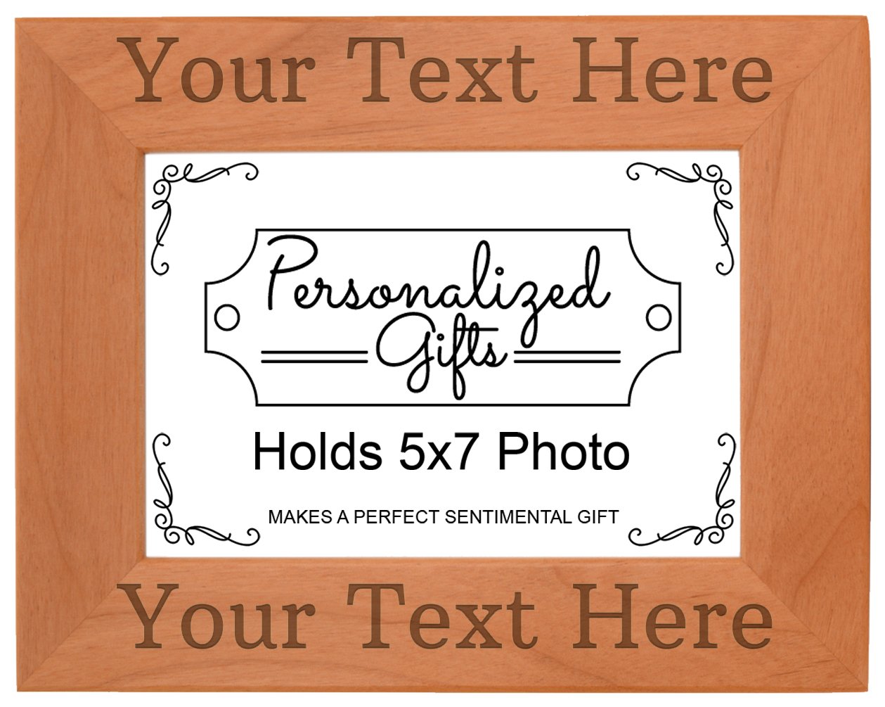 Custom Picture Frame Your Words Personalized Wood Engraved 5x7 Landscape Picture Frame