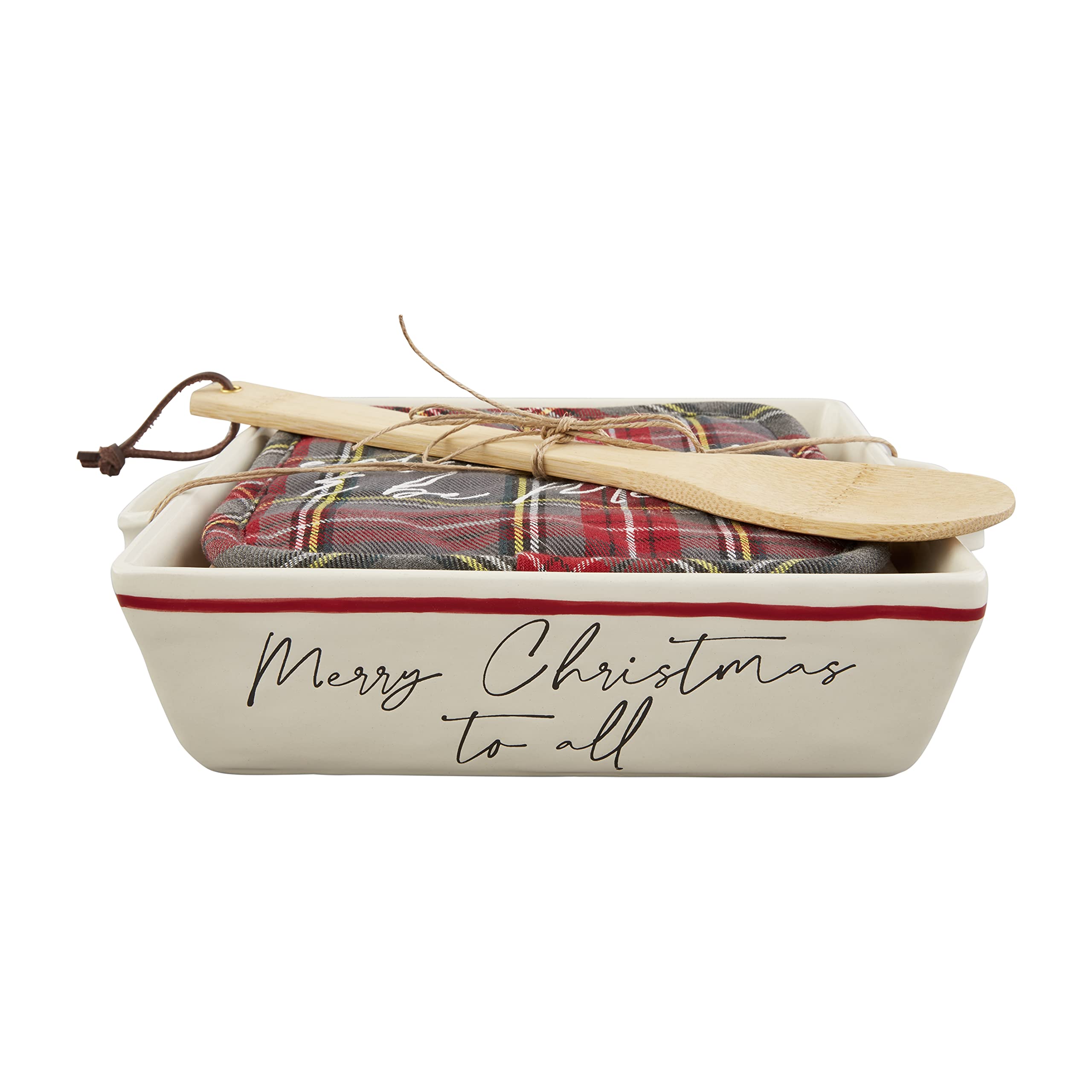 Mud Pie Christmas Baker And Tartan Towel Set, 8.75'' X 10.25''