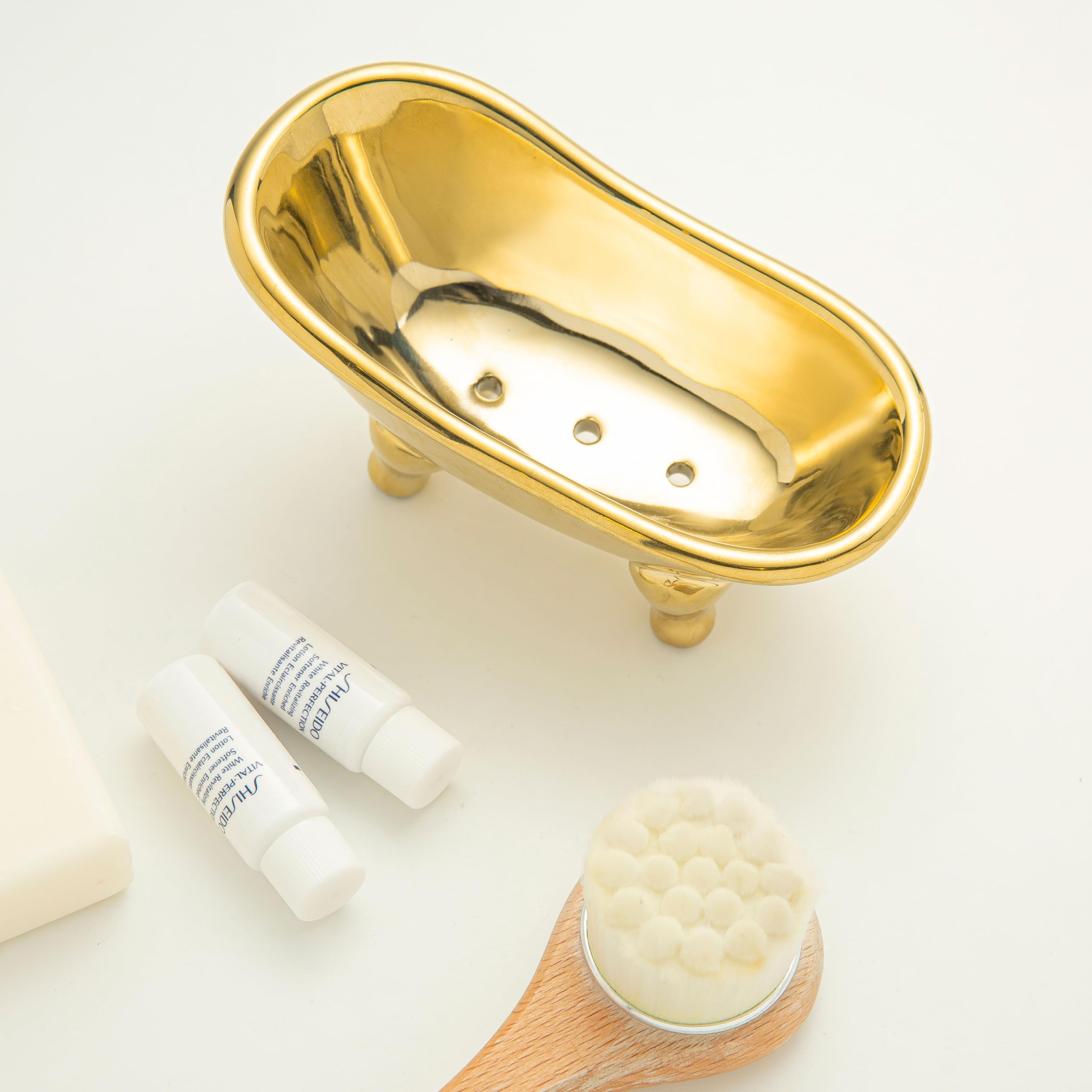 5.6'' Ceramic Mini Bathtub Soap Dish Decortative Clawfoot Bathroom Soap Dish (Crme)