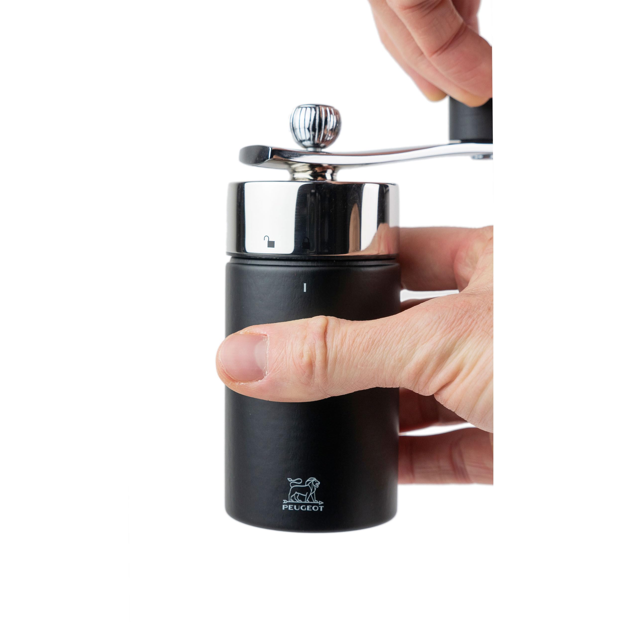 Peugeot - Isen Manual Nutmeg Mill with Crank handle - Beechwood and Stainless Steel  Black  16 cm