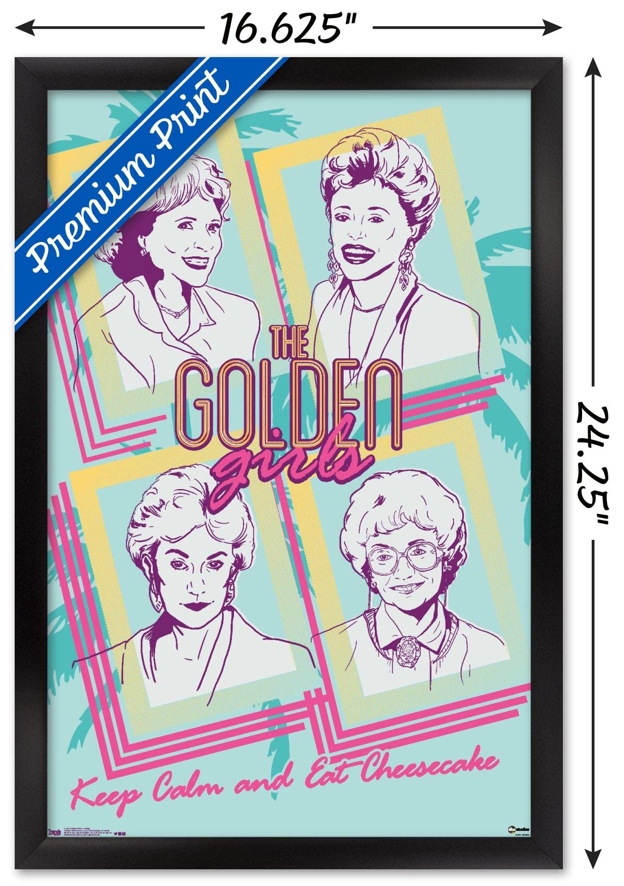 Trends International Golden Girls-Group Wall Poster, 14.725 In X 22.375 In, Black Framed Version