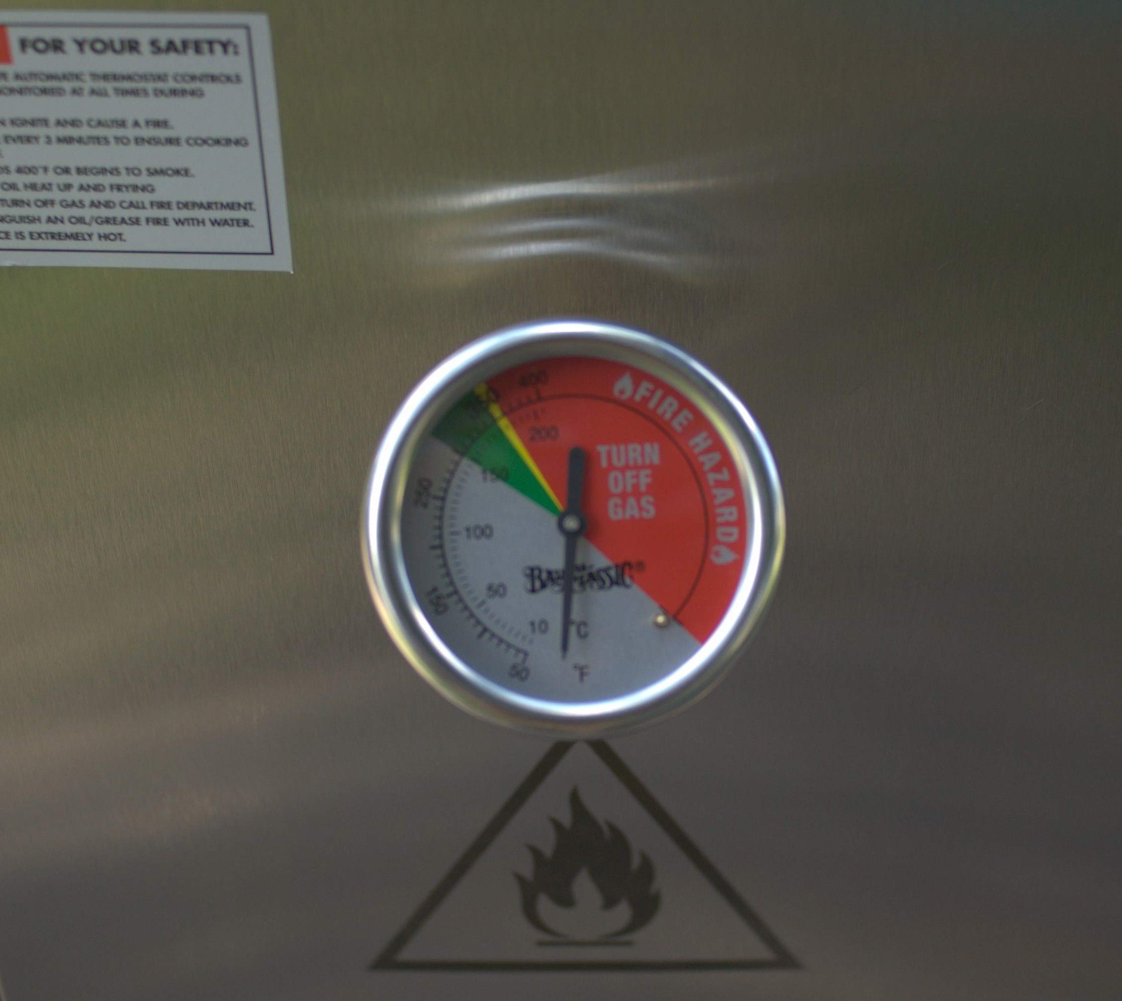 Bayou Classic 5070 Bayou Fryer Thermometer Stainless Steel Design Tempered Glass Dial Face W/ 50- 400F Range Fits Bayou 2.5-Gal