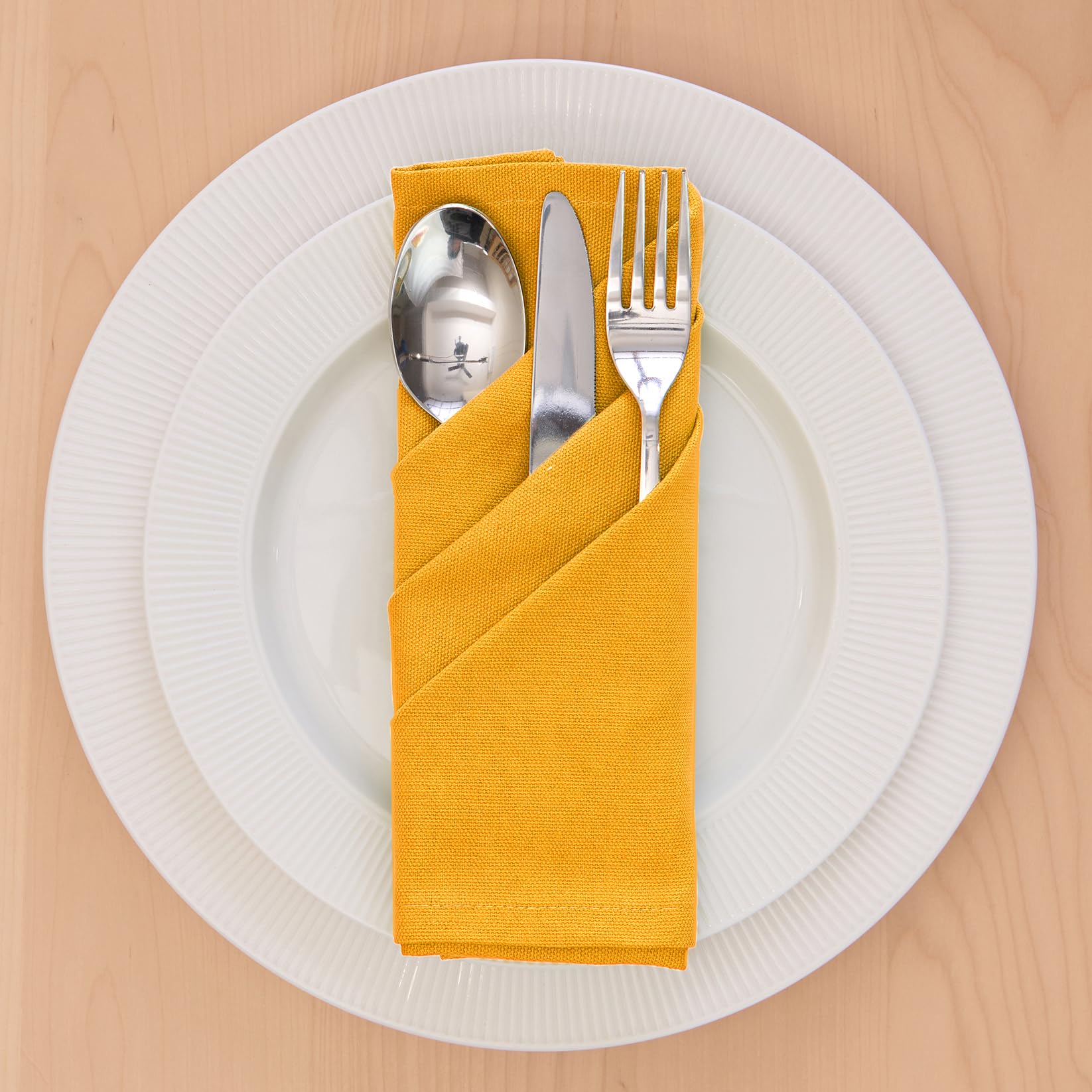 Encasa 100% Cotton Cloth Napkins Set of 12 with Mango Color & Size 17''x17''  Dinner Napkins Washable and Reusable for Dinning Table Fall Decoration  Halloween & Christmas Festivals