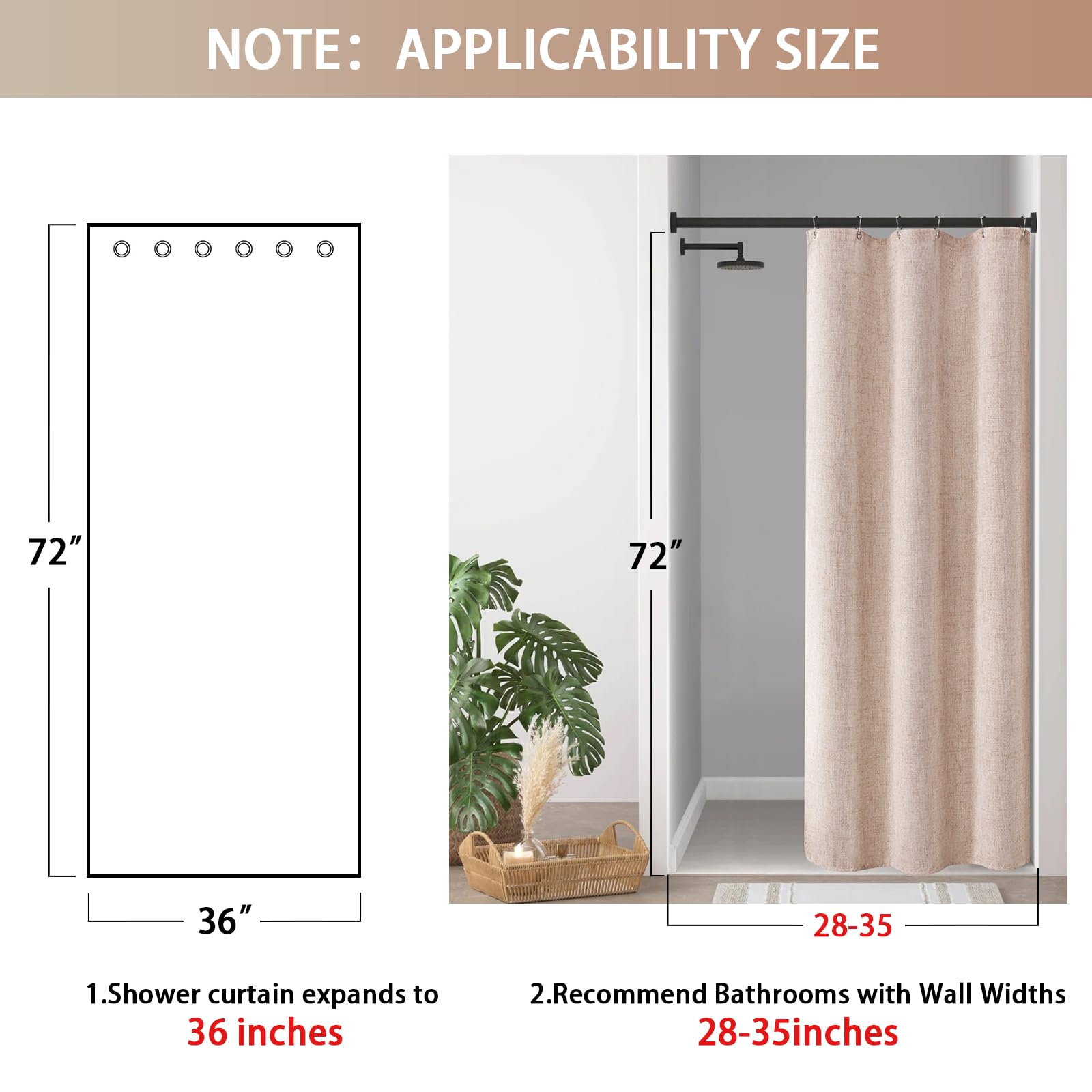 Awellife Indigo Blue Shower Curtain Linen Textured Boho Farmhouse Shower Curtains for Bathroom Fabric Liner 72 x 72 Inch