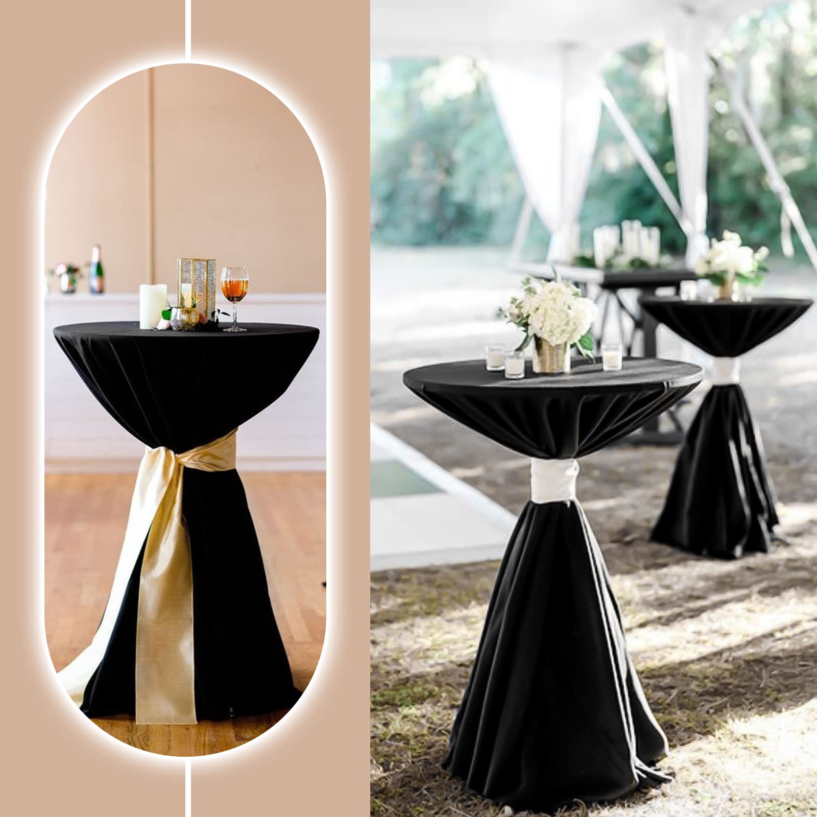 Pesonlook 6 Pack Black Round Tablecloth 120 Inch, Premium Round Table Cloth Washable Polyester Table Cover Stain And Wrinkle Res