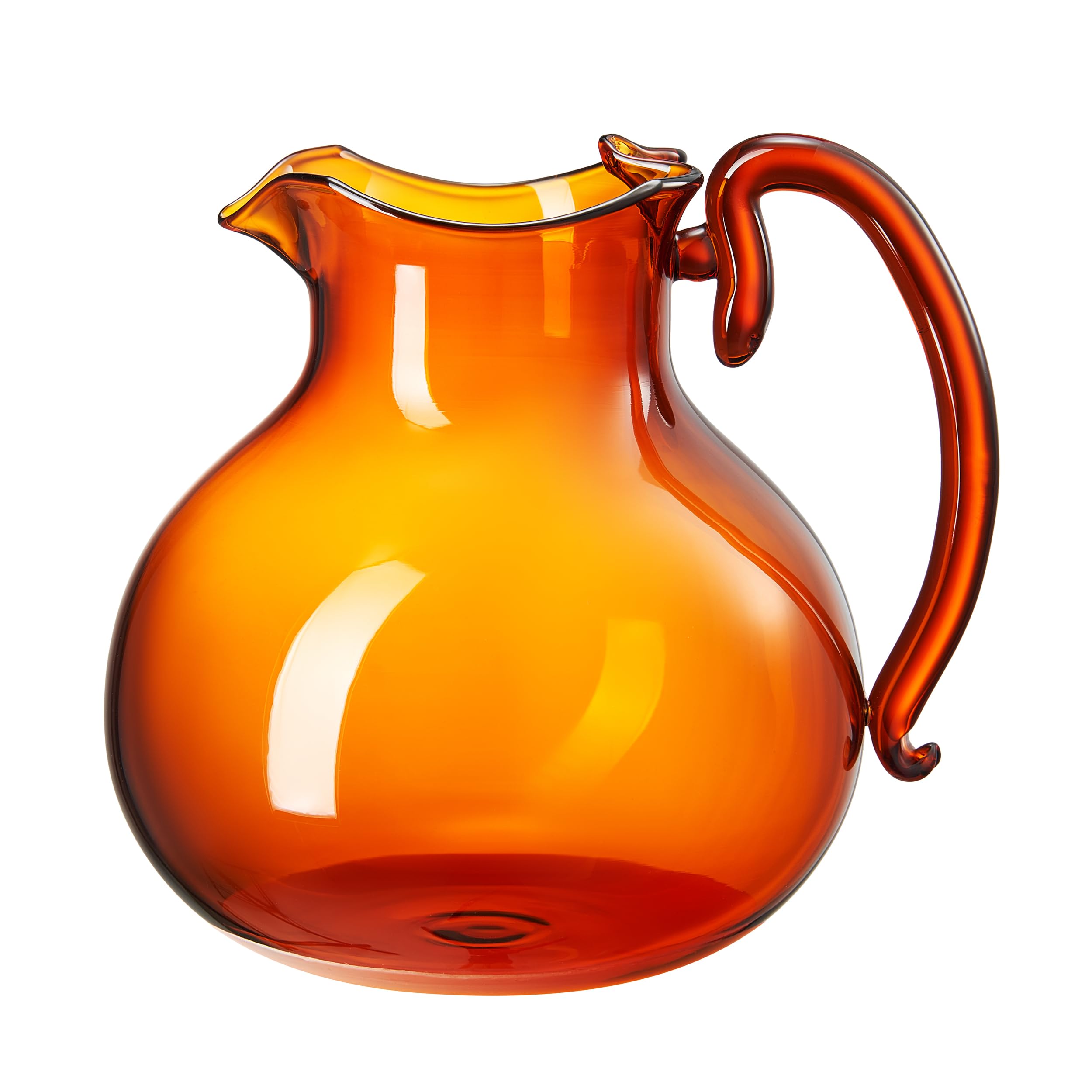 Italian Design Amber Glass Jug Mouth-Blown Venetian Pitcher 750ml Handmade Murano