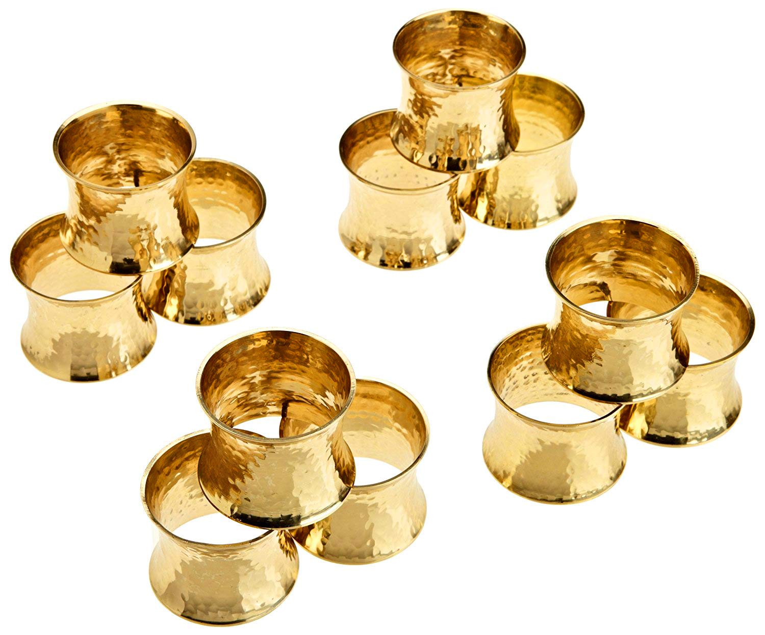 Skavij Napkin Rings Set Of 12 For Halloween, Thanksgiving, Christmas, Dinner Parties, Family Gatherings Hammered Metal Napkin Ho