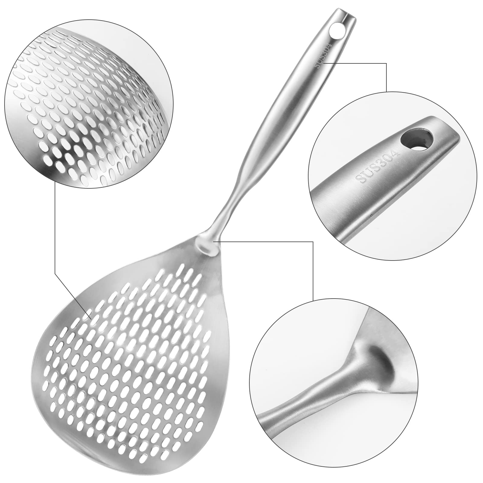 Large Stainless Steel Strainer Large Colander Spoon Skimmer Slotted Spoon With Hanging Holes And Handle Skimmer Strainer For Kit