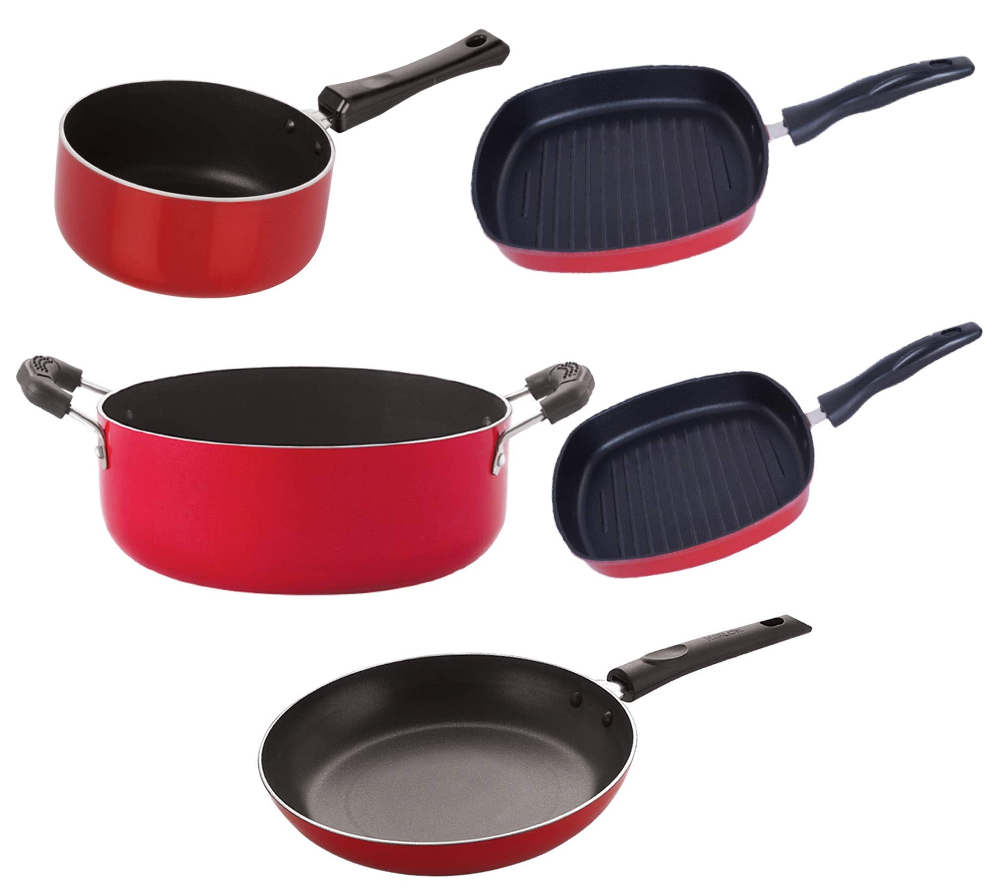 Nirlon Aluminium Non Stick Kitchenware Cooking Utencil Combo Set Of5 Pieces (2.6Mm_Sp(B)_Gp(22.5)_Gp(24)_Cass22_Tp24)