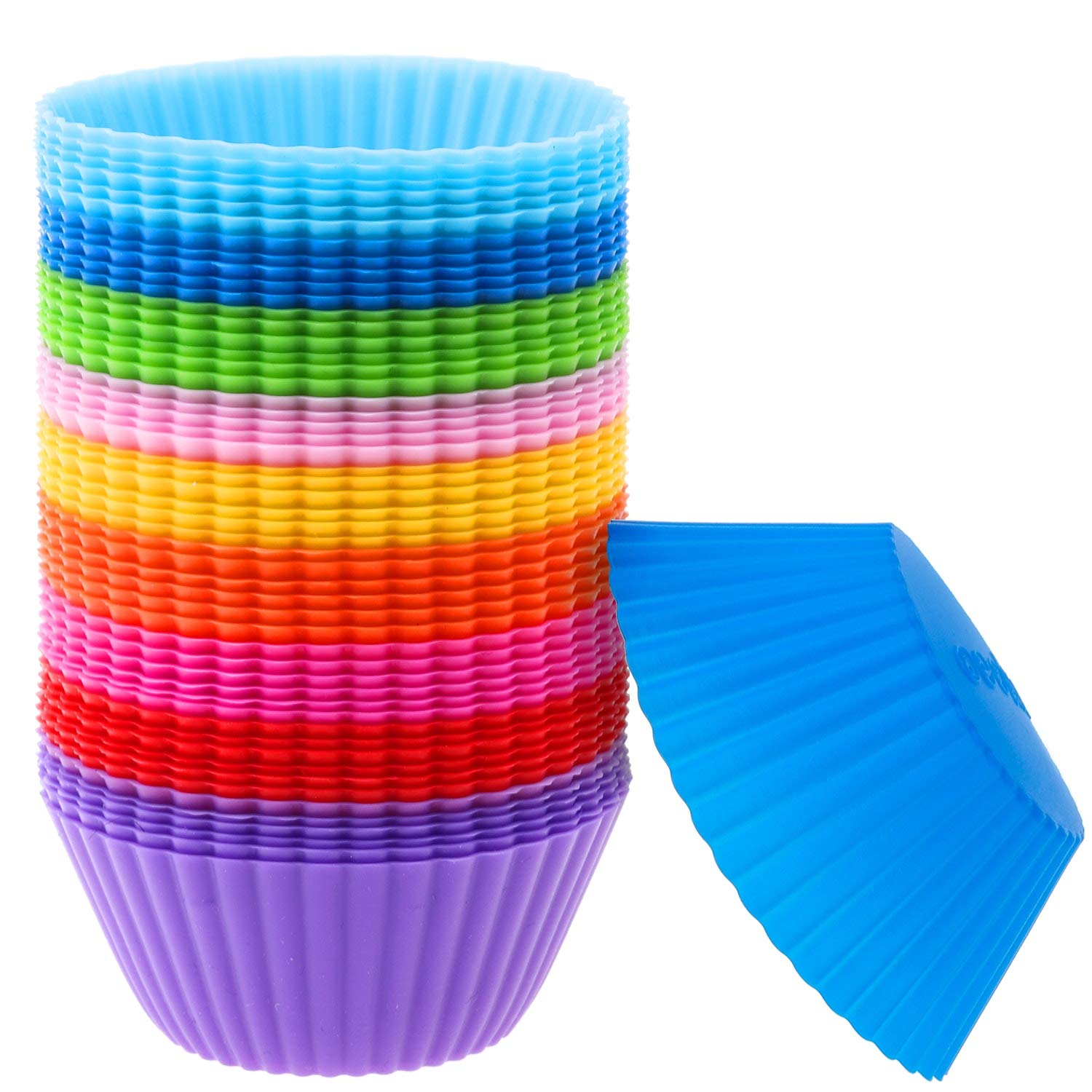 54 Pack Silicone Muffin Cups, Selizo Silicone Cupcake Baking Cups Reusable Muffin Liners Cupcake Wrapper Cups Holders For Muffin