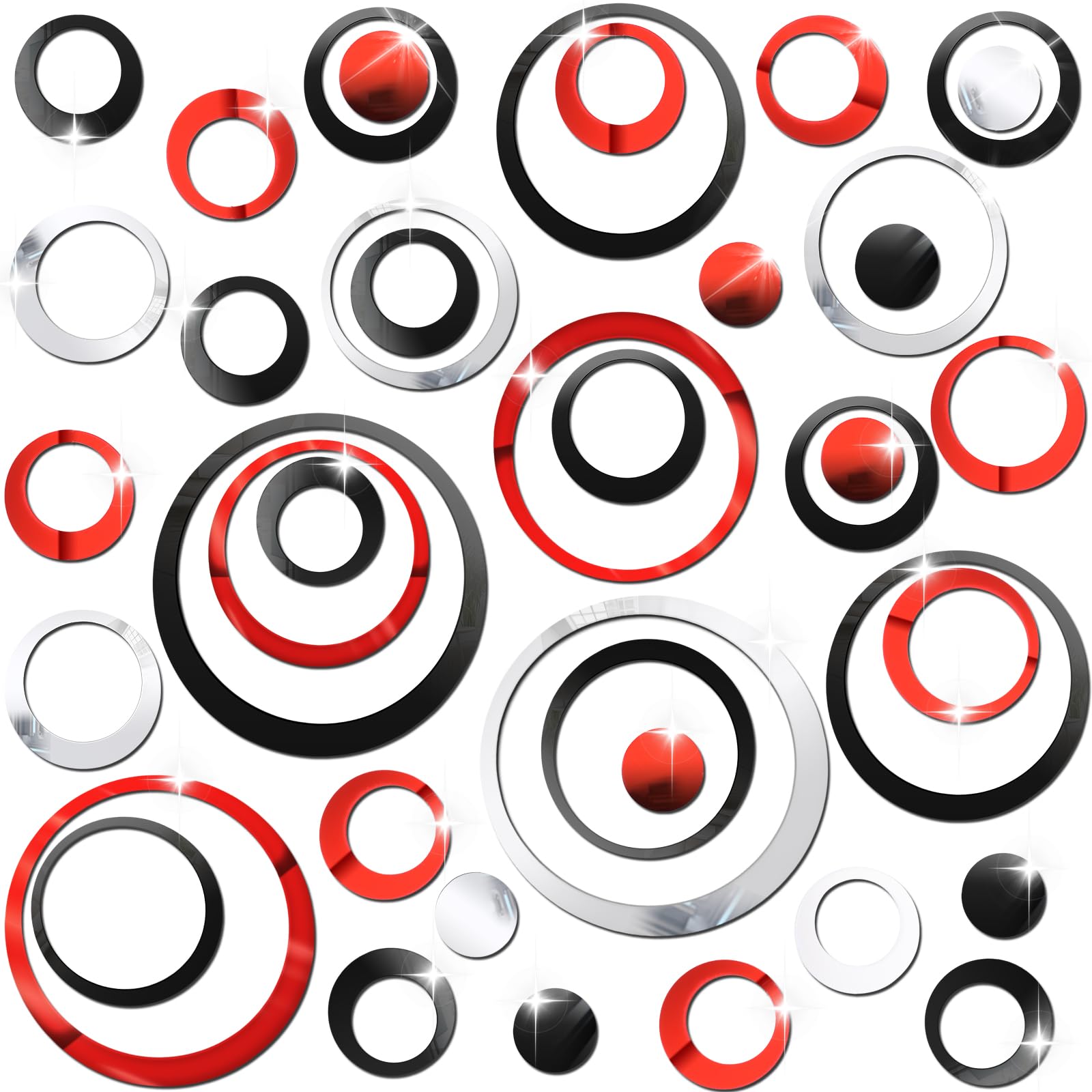 Outus 72 Pieces Acrylic Circle Mirror Wall Sticker Round Wall Decor Decals Removable Diy Adhesive For Living Room Bedroom Home D