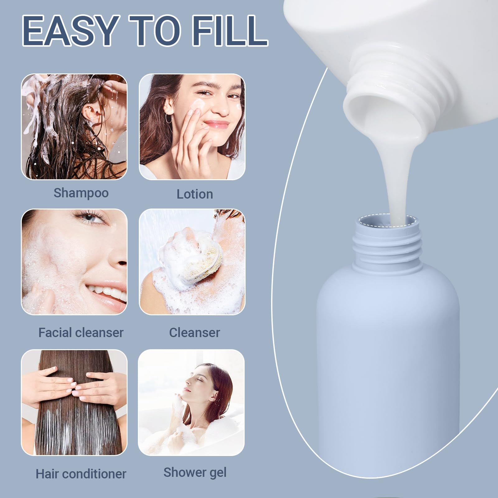Umetass 6.8Oz Travel Bottles For Toiletries, Empty Plastic Squeeze Bottles With Flip Cap, Lotion Container For Toiletries Travel