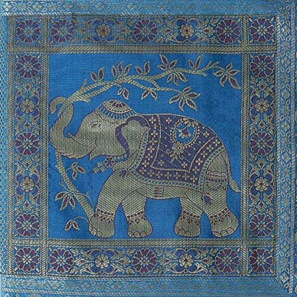 Real Online Seller Traditional Turquoise Silk Table Runner Decorative Silk Table Cloth Indian Decor Ethic Floral Designed Center Table Cover 60X16 Inchs